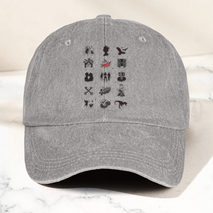 Talking Heads Symbols Cap Vintage Washed Black Dad Hat, Minimalist Alternative Rock Icon Hat (With Box)