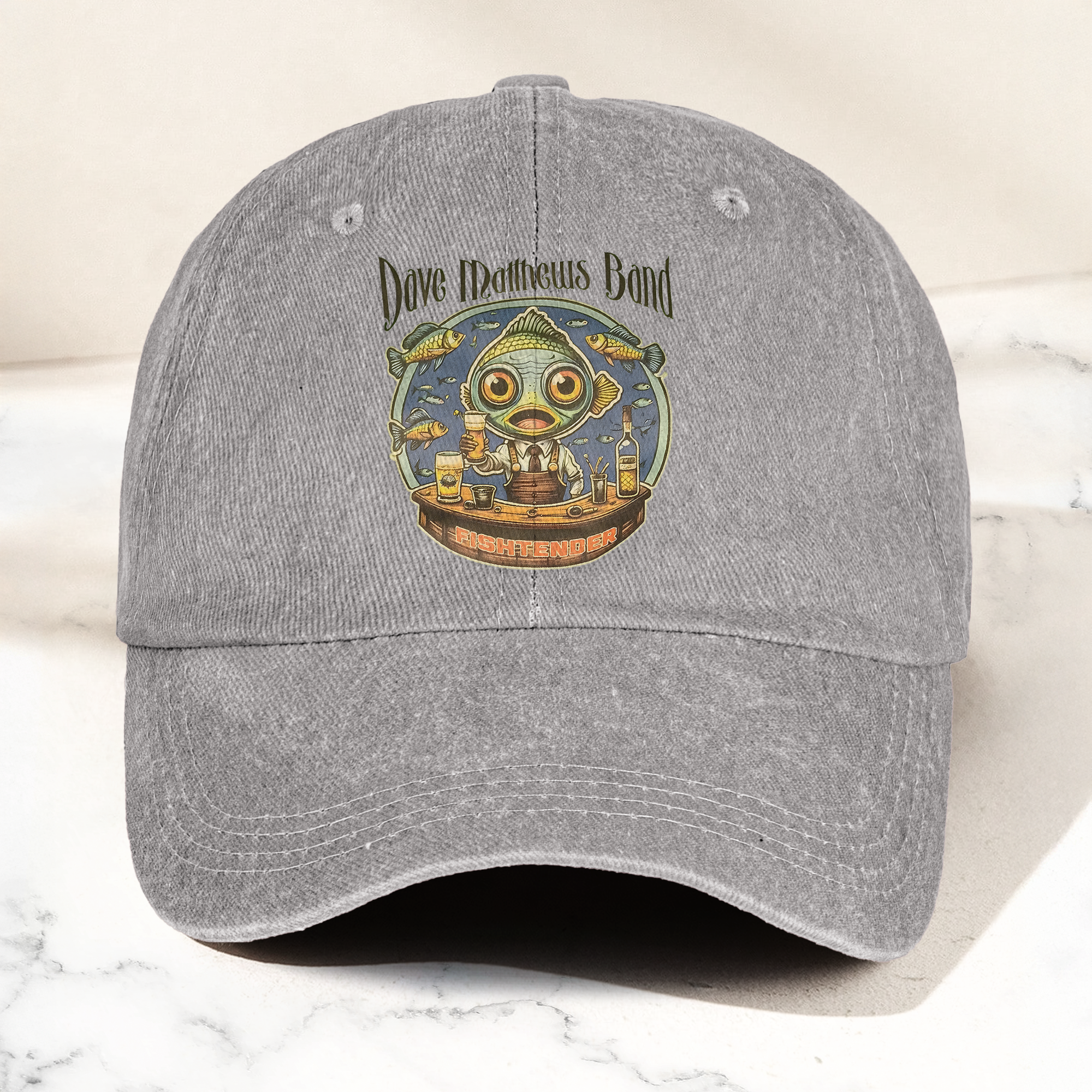 Dave Matthews Band Fishtender Denim Cap Retro Music Cap Gift For Dad (With Box)