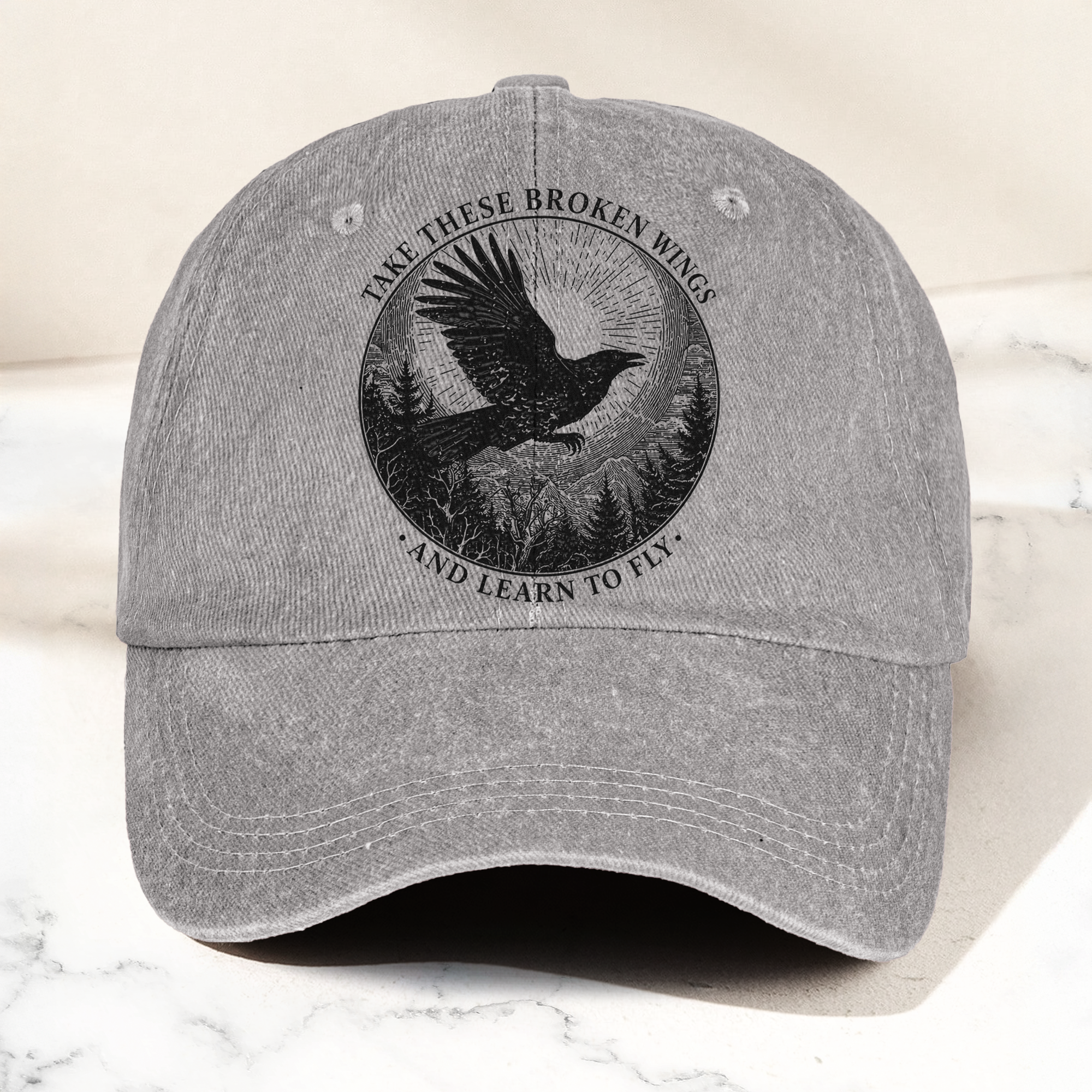 Broken Wings Mr Mister Take These Broken Wings Lyrics Denim Cap Retro Vintage Dad Cap Gift For Dad (With Box)