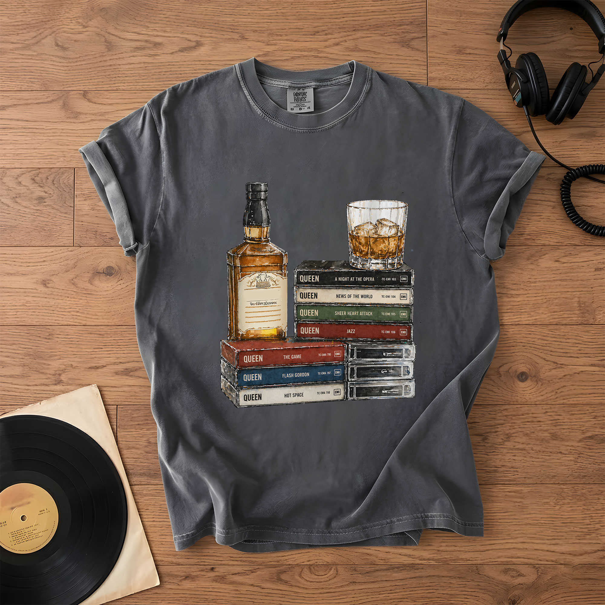 Queen Band Cassette Album Collection T-Shirt Retro Rock Music Queen Band Merch Tee