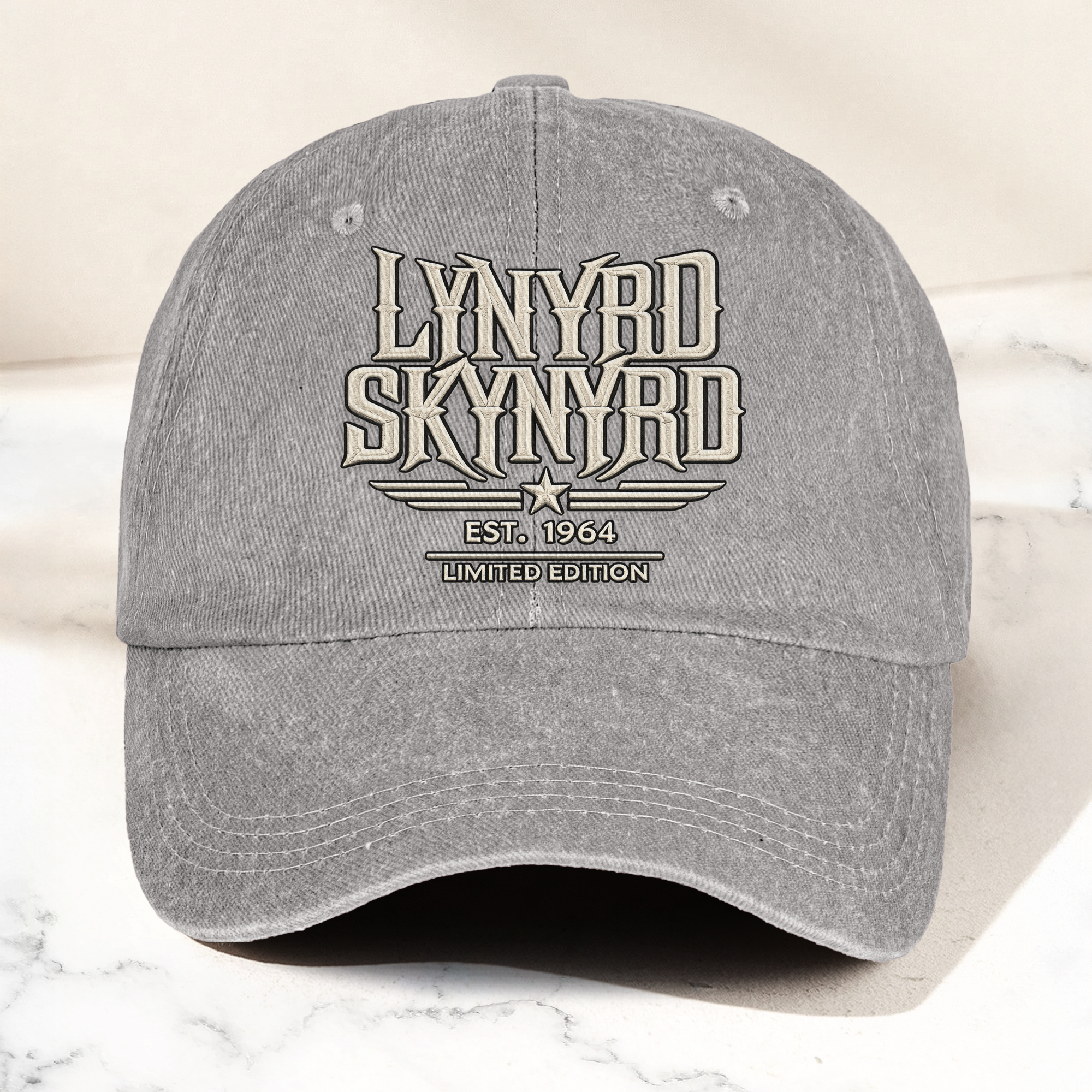 Lynyrd Skynyrd Band Logo Est 1964 Denim Cap Retro Vintage Dad Cap Gift For Dad (With Box)