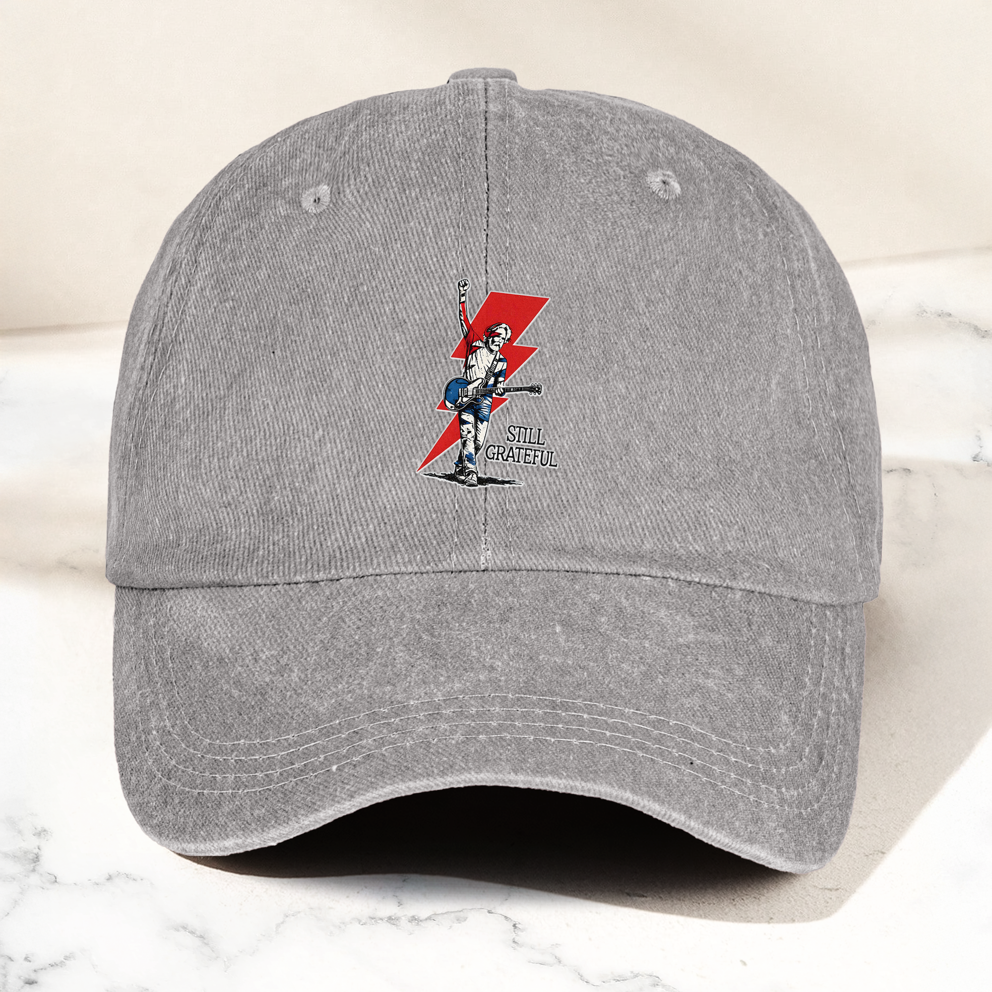 Still Grateful Lightning Guitar Dad Hat Vintage Rock Spirit Cap