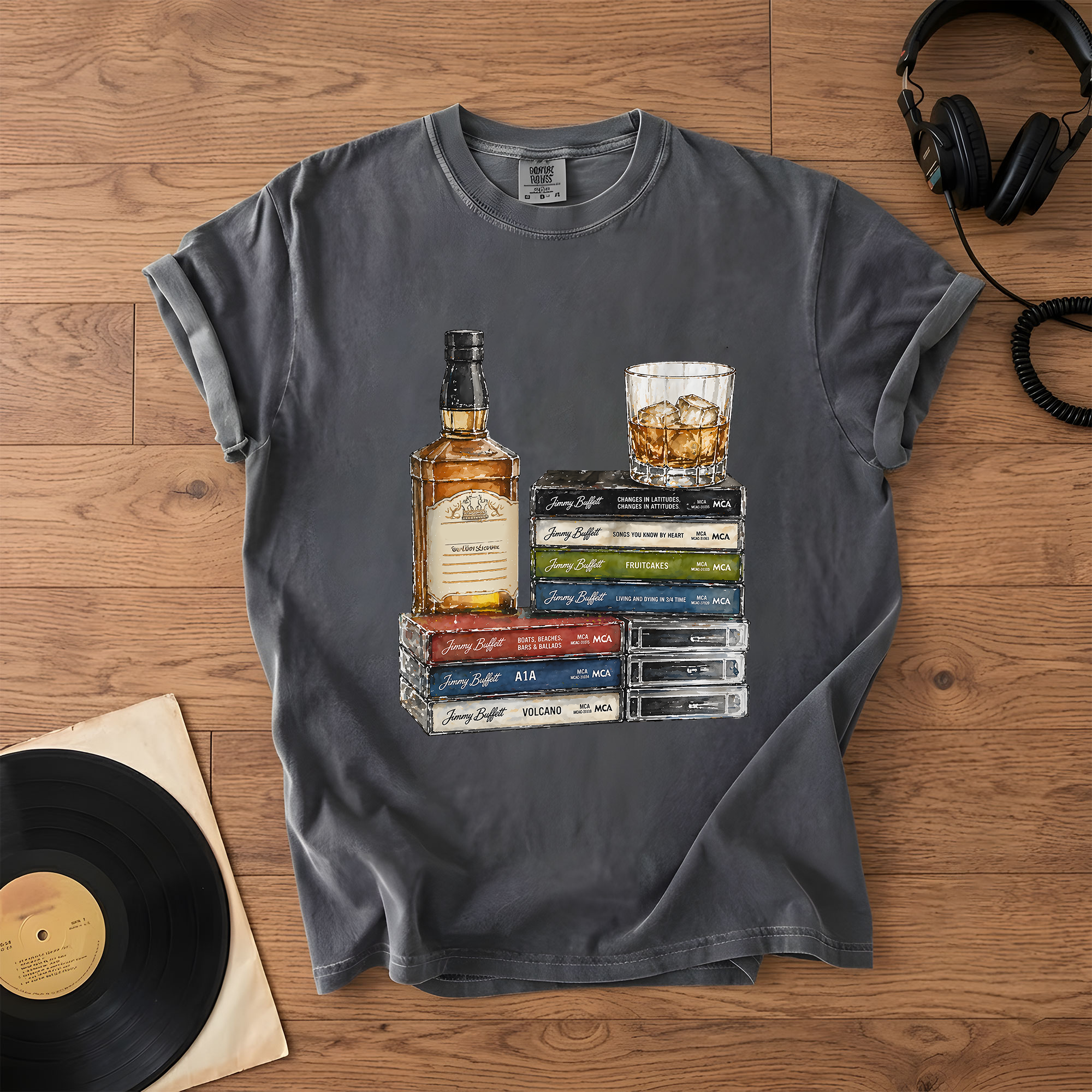 Jimmy Buffett Cassette Album Collection T-Shirt Retro Music Jimmy Buffett Merch Tee