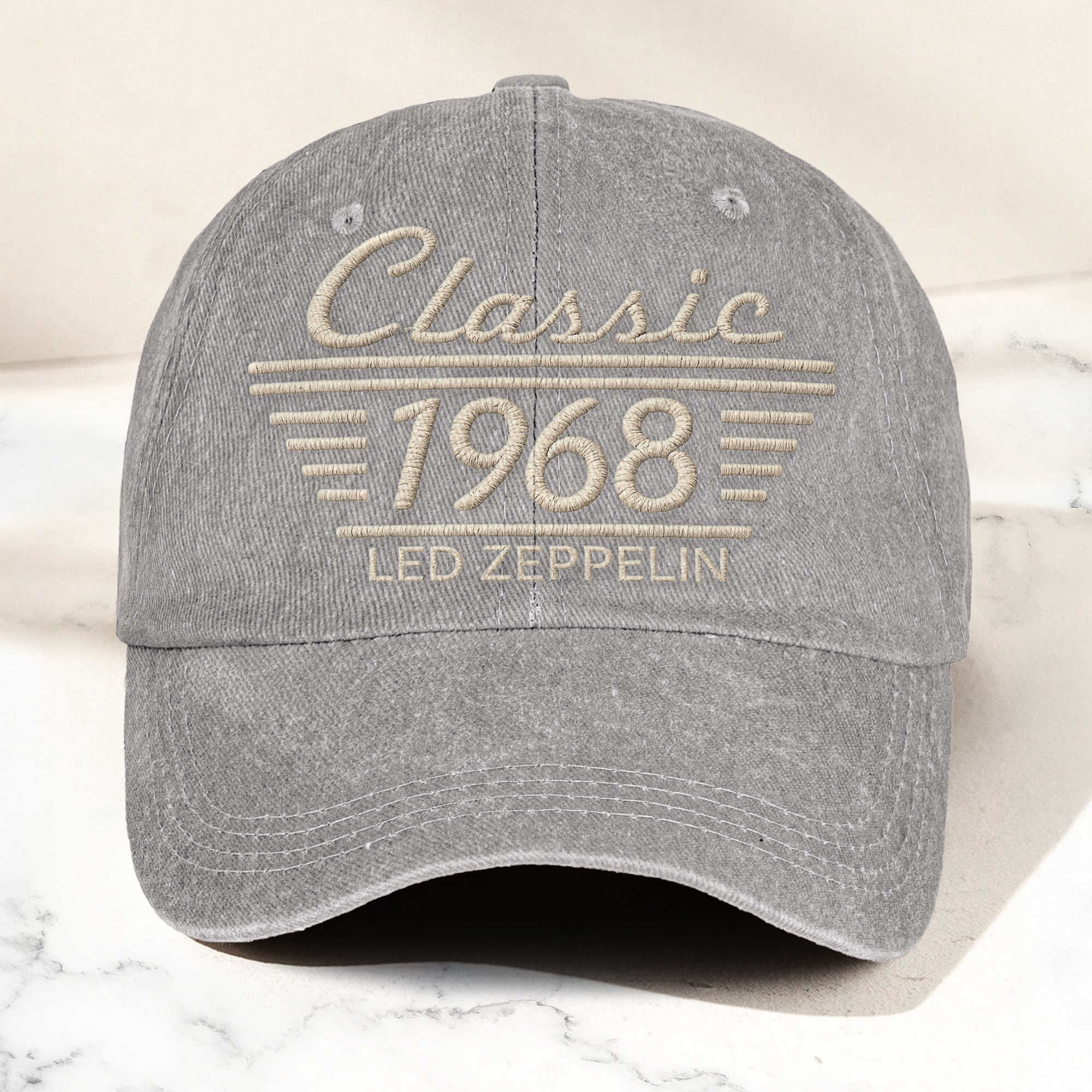 Led Zeppelin Classic 1968 Est Hard Rock Heavy Metal Band Music Merch Denim Cap Retro Vintage Dad Cap Gift For Dad (With Box)