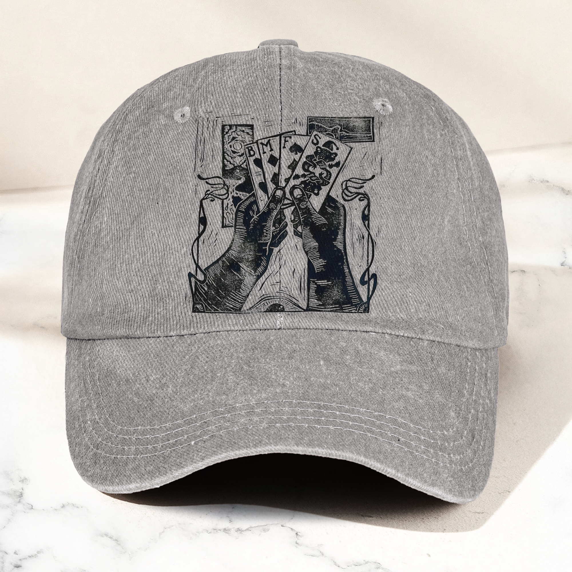 Billy Strings BMFS Playing Cards Woodcut Graphic Music Merch Denim Cap Retro Vintage Dad Cap Gift For Dad (With Box)