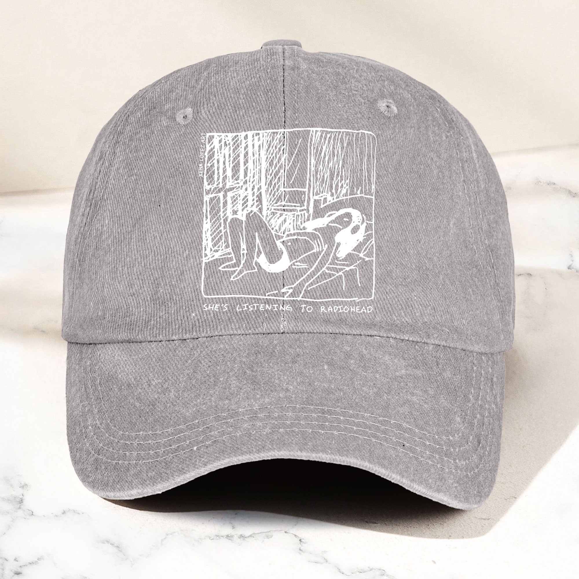 She's Listening to Radiohead Denim Cap Retro Radiohead Tribute Merch Dad Hat (With Box)