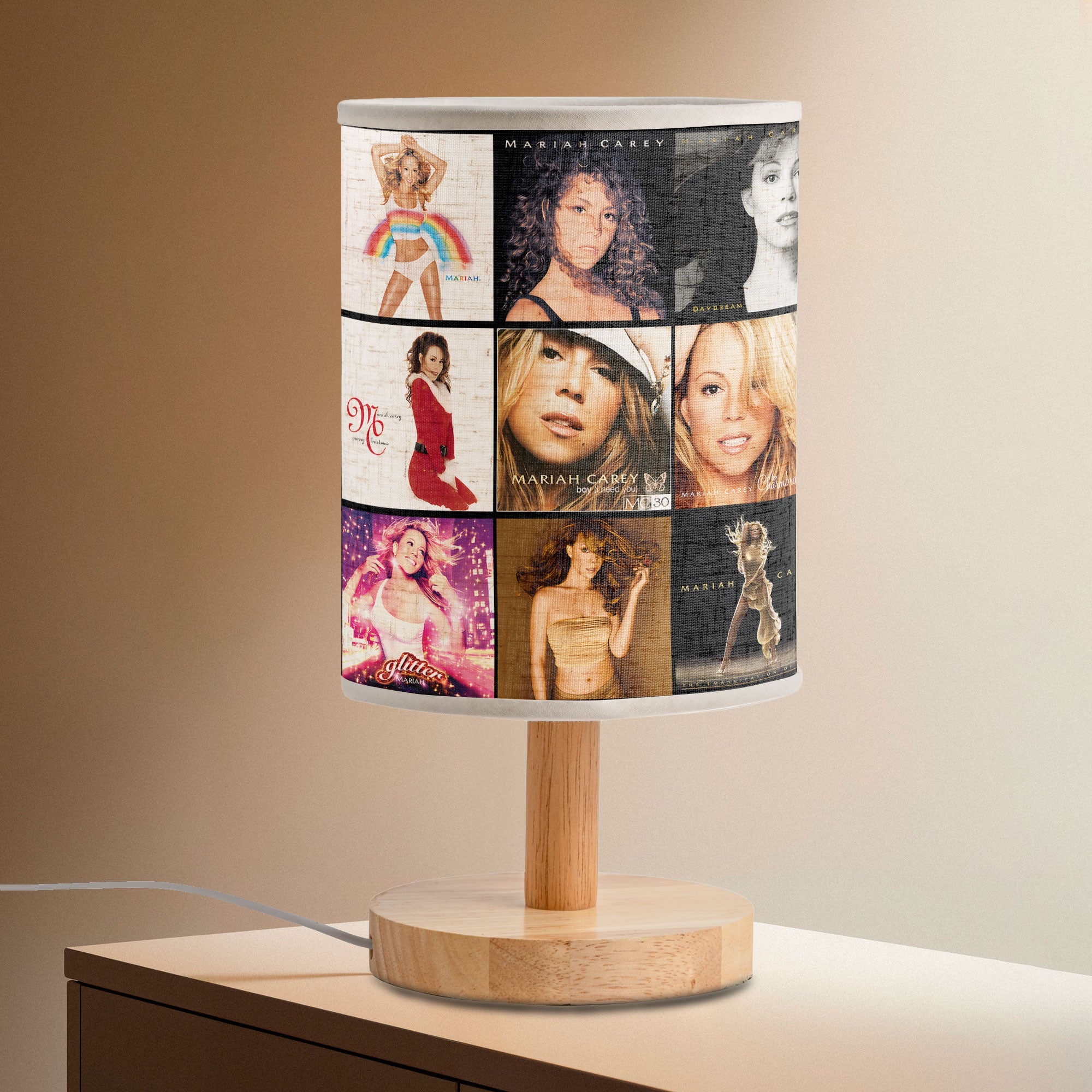 Mariah Carey Album Cover Collage Table Fabric Lamp Pop & R&B Diva Home Decor