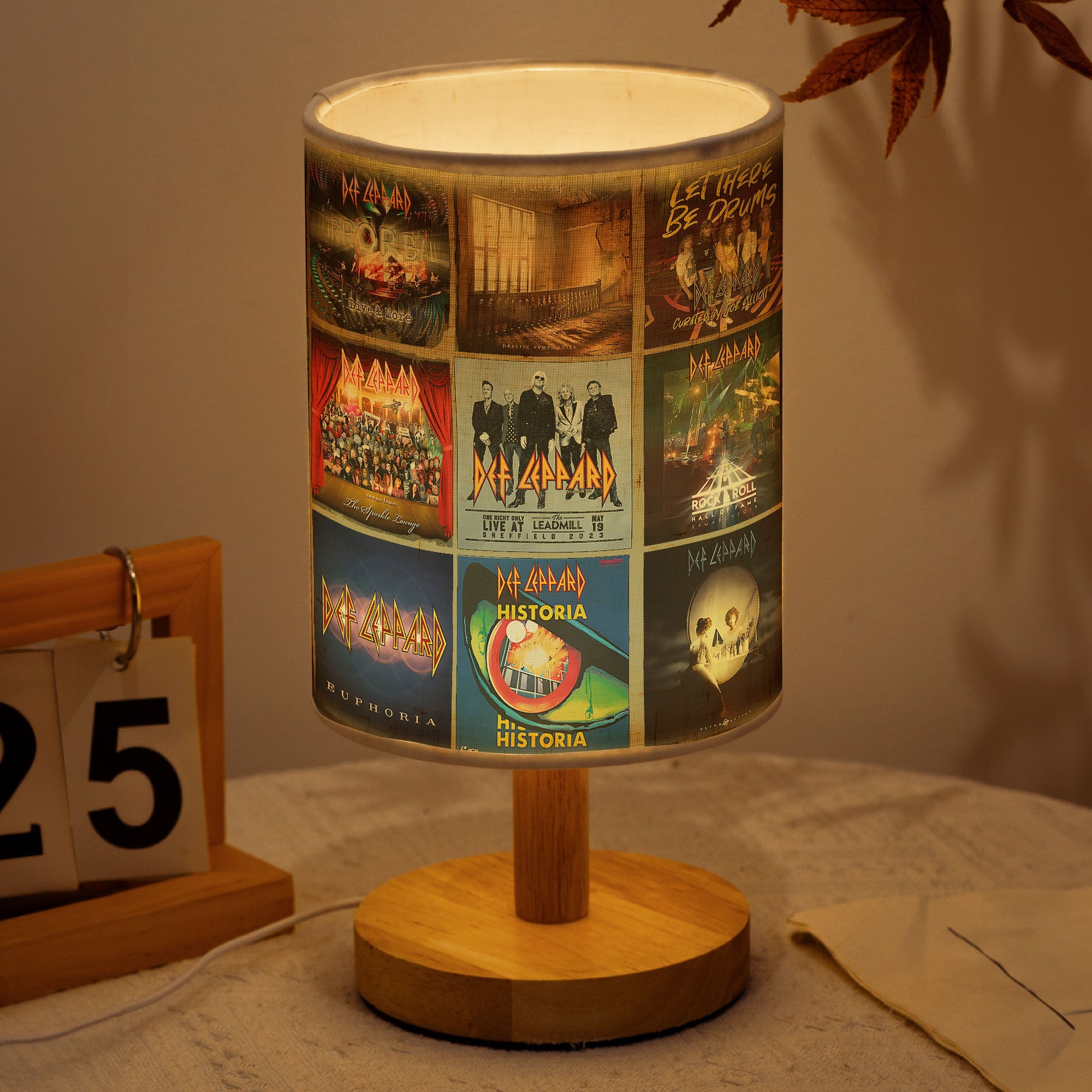 Def Leppard Album Cover Collage Table Lamp Rock Band Home Decor