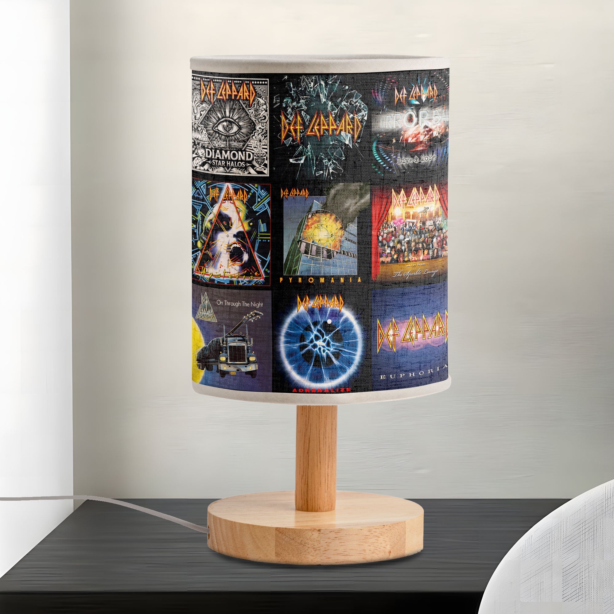 Def Leppard Album Cover Collage Table Lamp Rock Band Home Decor