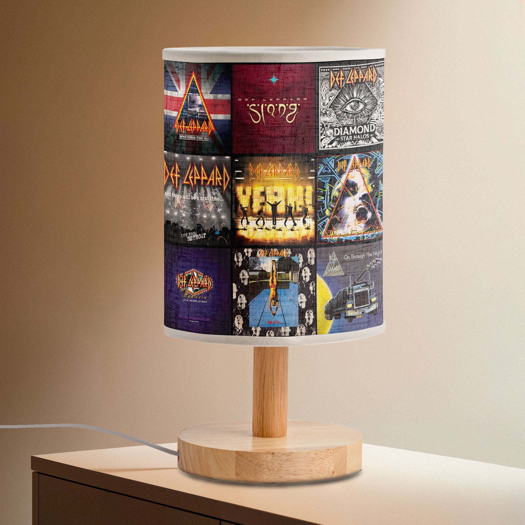 Def Leppard Album Cover Collage Table Lamp Rock Band Home Decor