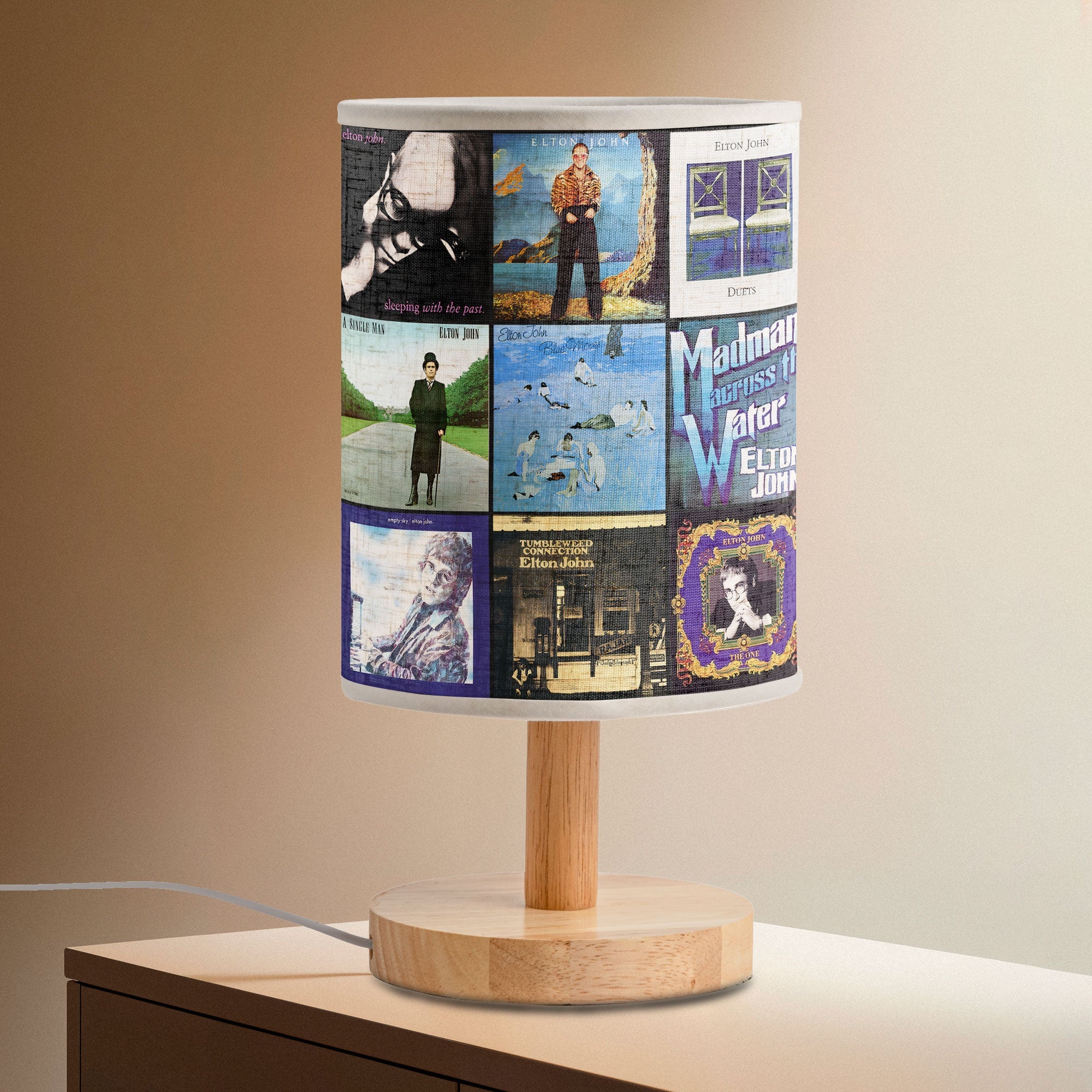 Elton John Album Cover Fabric Lamp Legendary Pop Rock Table Light