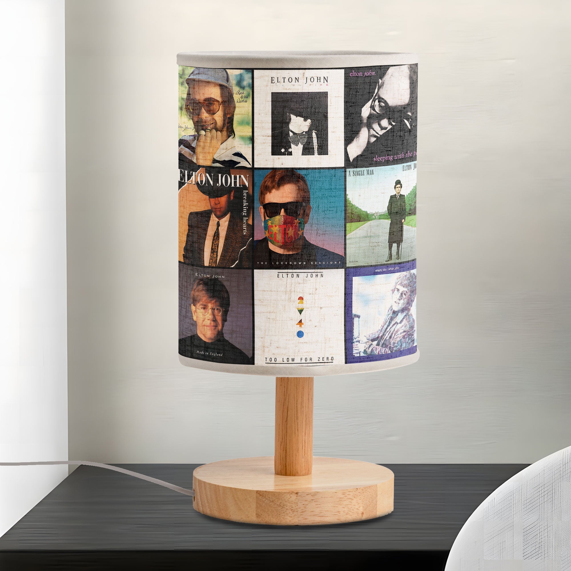 Elton John Album Cover Fabric Lamp Legendary Pop Rock Table Light