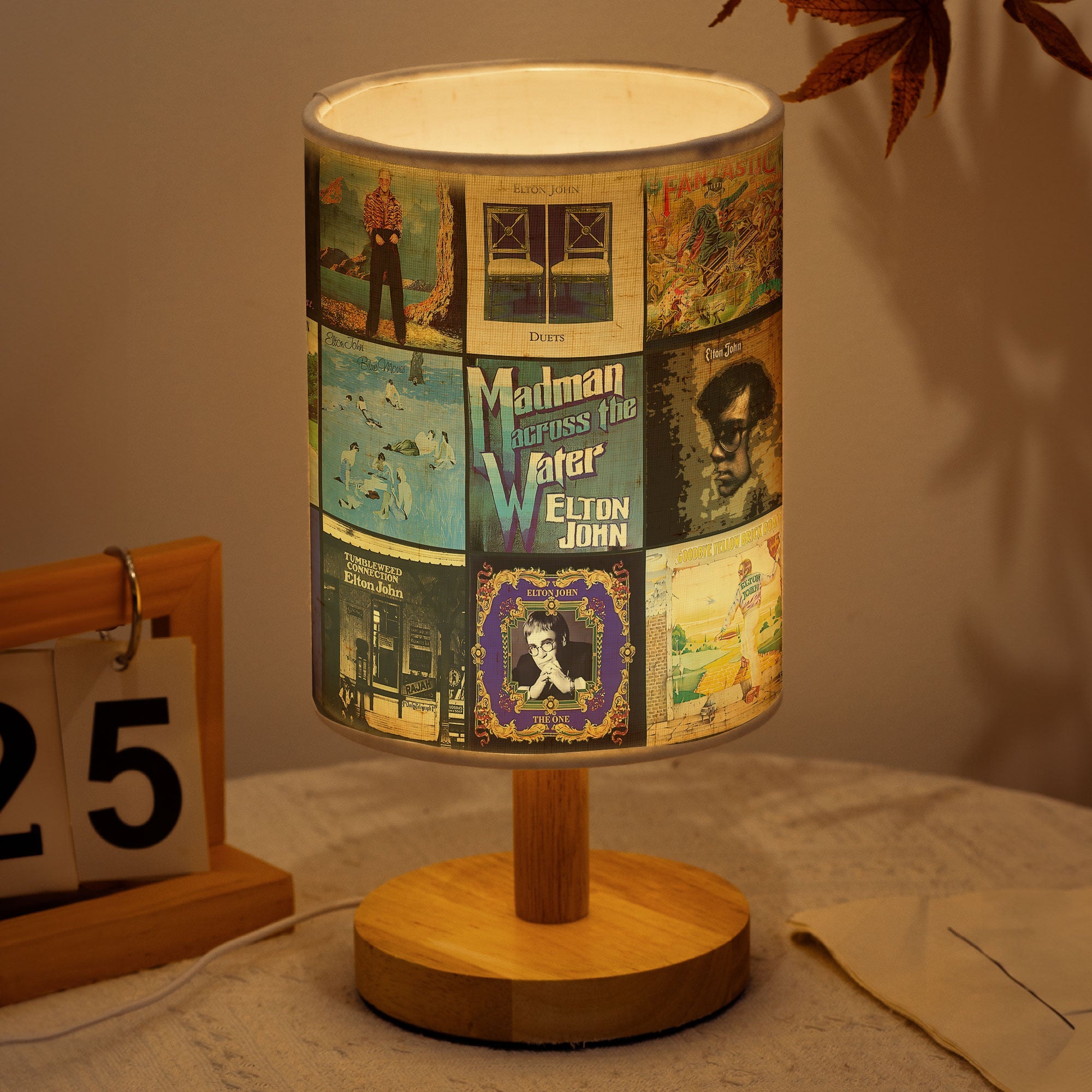 Elton John Album Cover Fabric Lamp Legendary Pop Rock Table Light