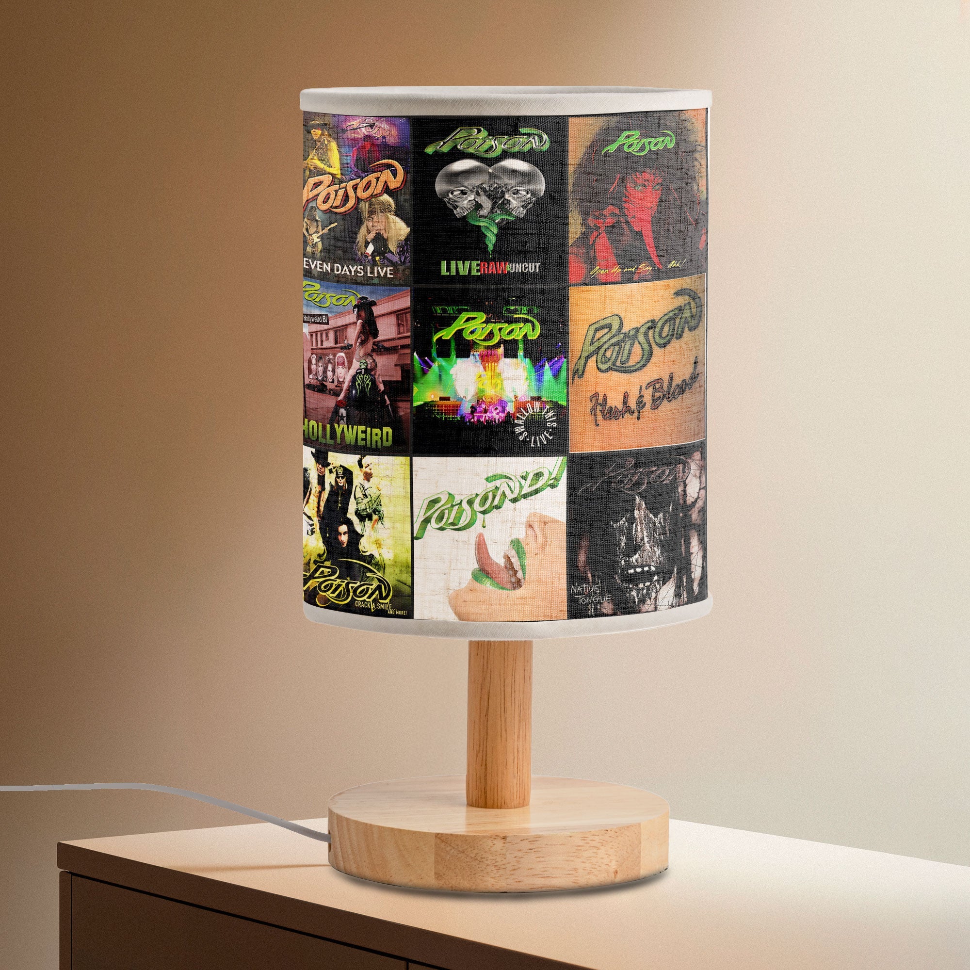 🎸 Poison Album Cover Lamp Glam Rock Room Decor for 80s Music Lovers