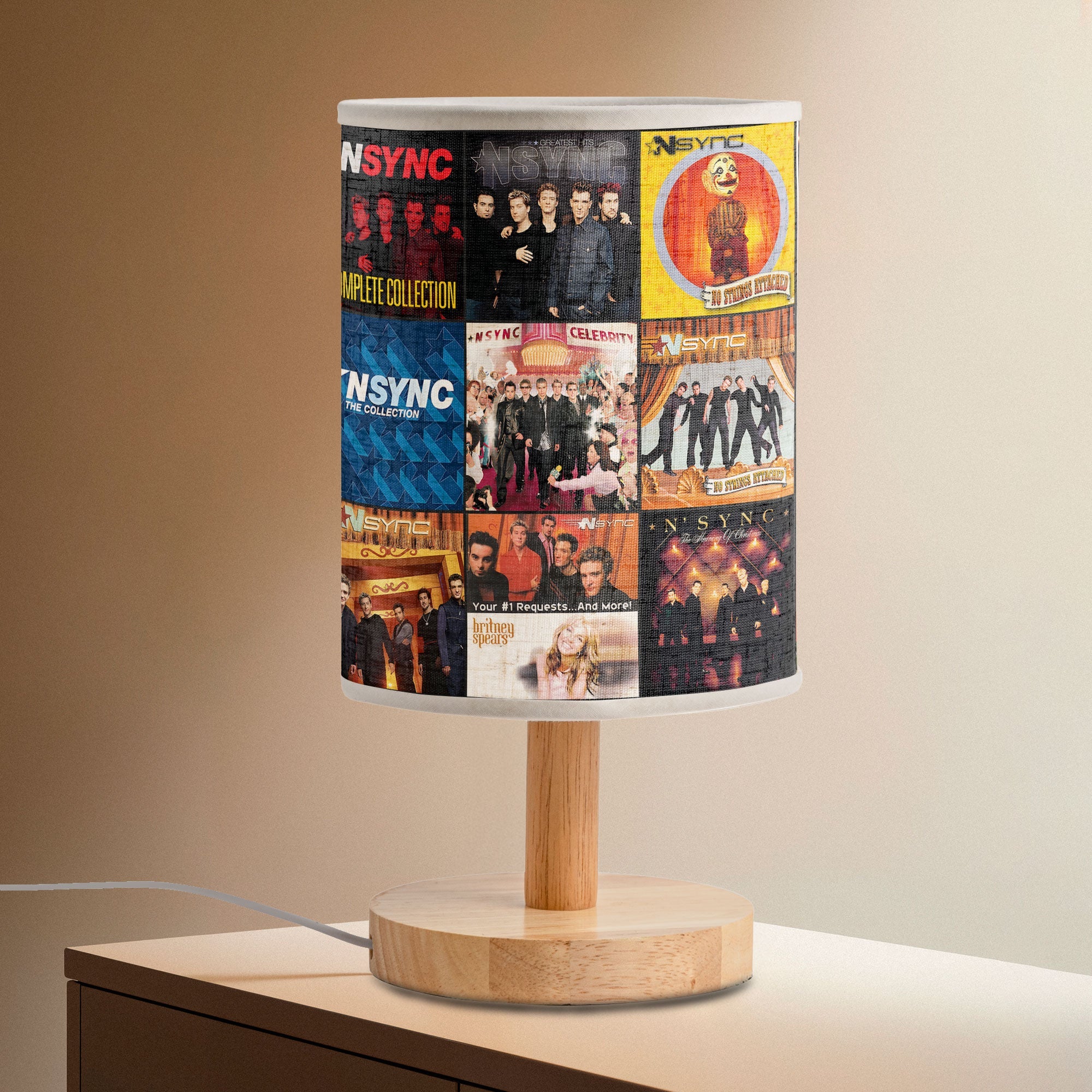 ✨ NSYNC Album Collage Fabric Lamp 2000s Pop Nostalgia Room Decor for True Fans