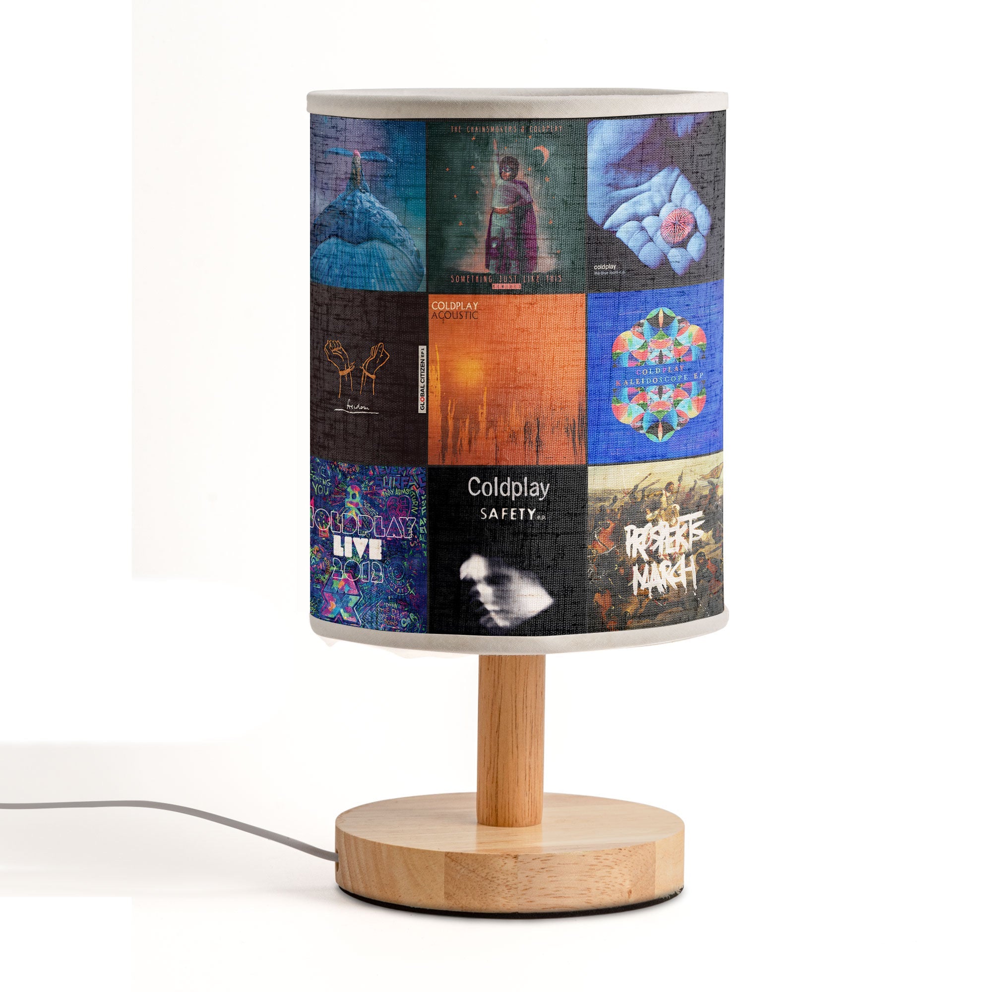 Coldplay Album Collage Fabric Lamp Alternative Rock Night Light for Music Lovers