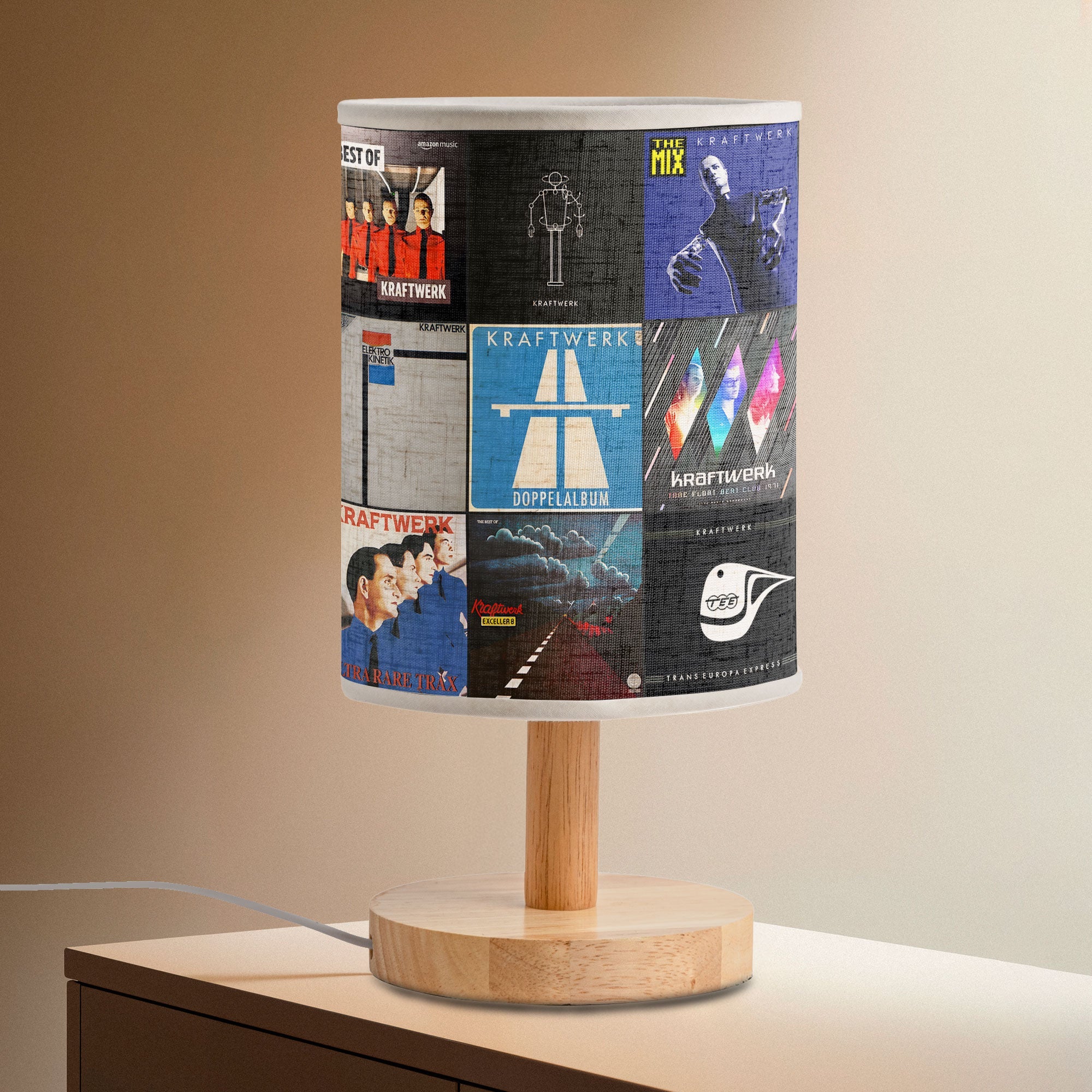 Kraftwerk Album Collage Lamp Retro Electronic Music Decor for Synth Lovers