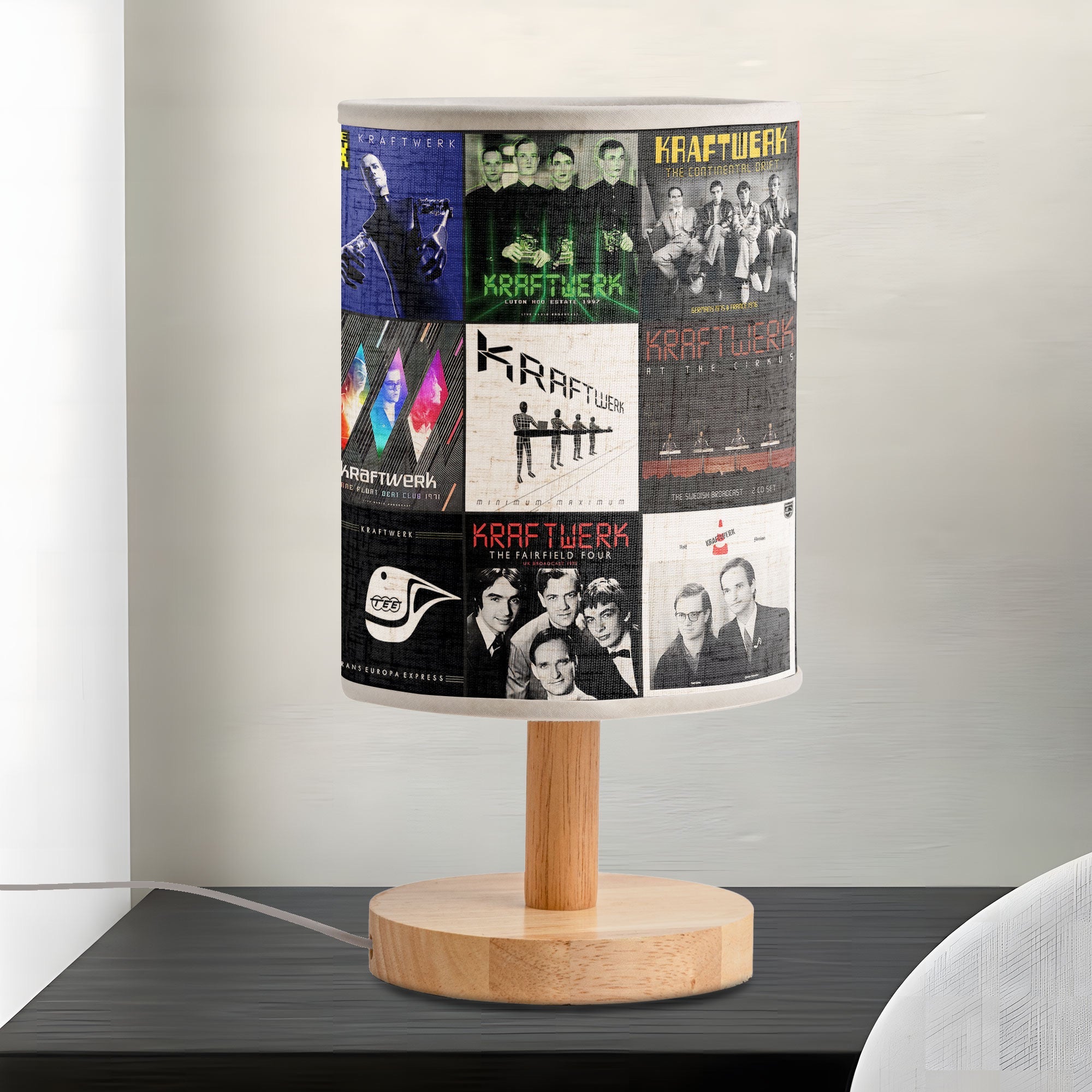 Kraftwerk Album Collage Lamp Retro Electronic Music Decor for Synth Lovers