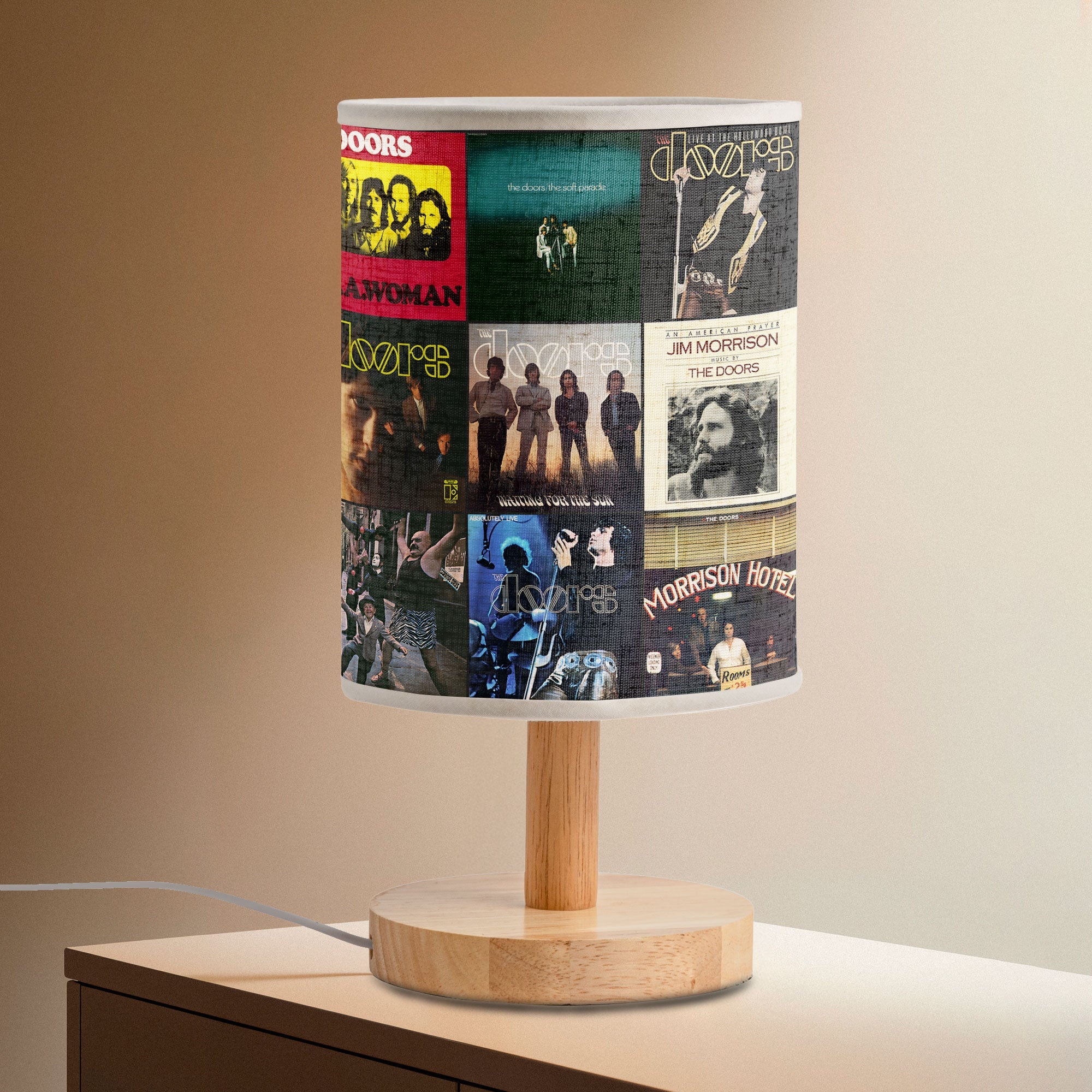 The Doors Album Collage Fabric Lamp Psychedelic Rock Legend Light