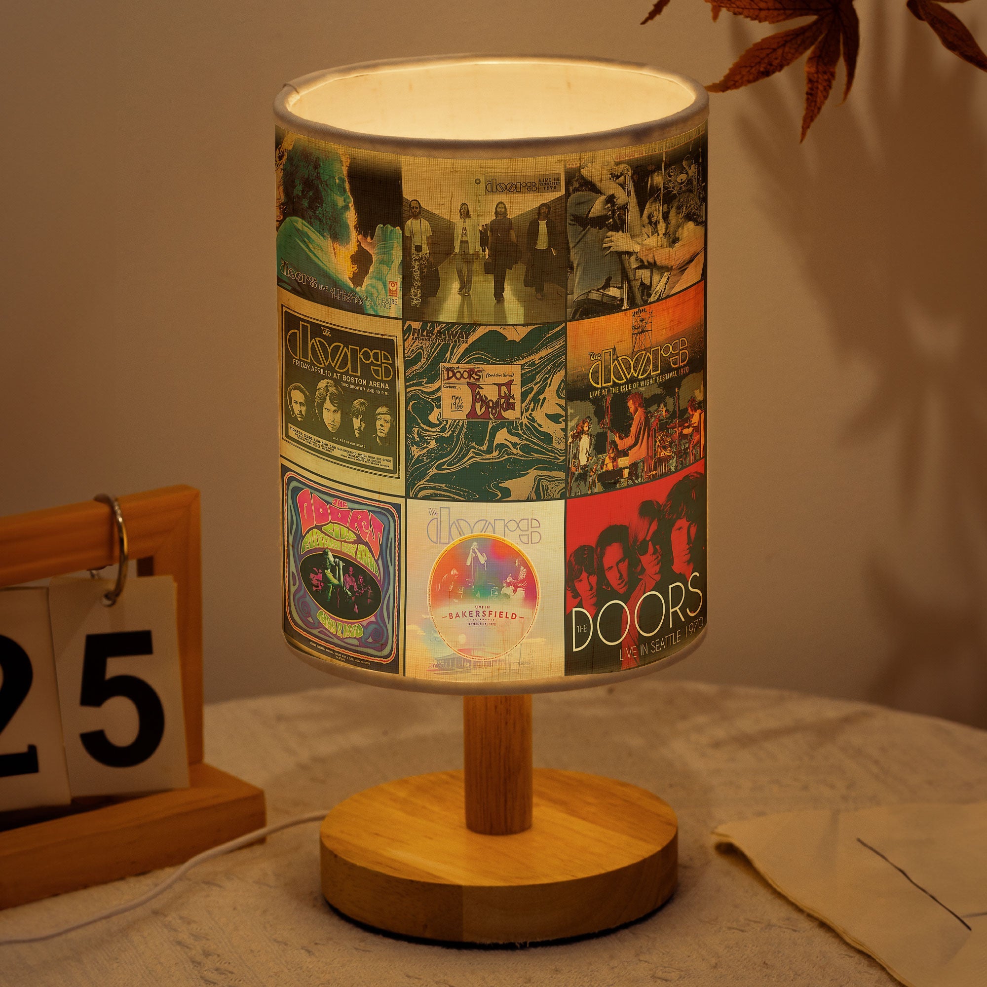 The Doors Album Collage Fabric Lamp Psychedelic Rock Legend Light