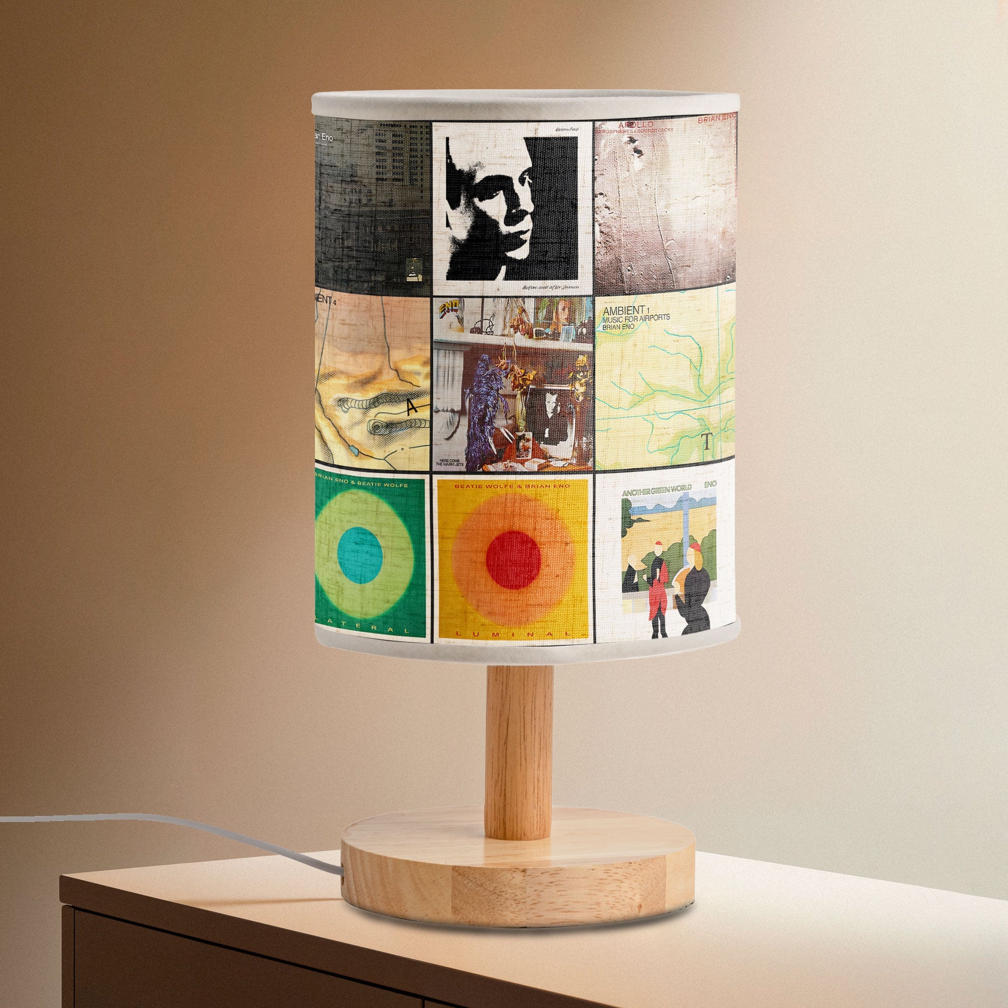 Brian Eno Album Collage Lamp Ambient Music Art Light for Creative Spaces