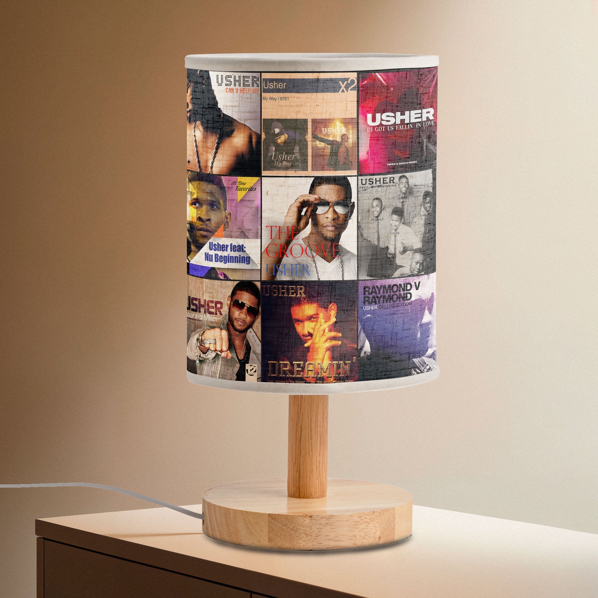 Usher Albums Lamp R&B Soul Music Tribute Table Light