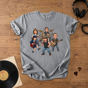 AC/DC Caricature Band T-Shirt Classic Rock Legends Graphic Tee