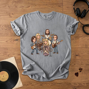 Fleetwood Mac Cartoon Band Graphic T-Shirt Classic Rock Fan Tee