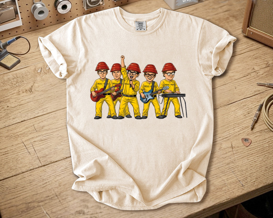 DEVO Comfort Colors Tee Band Members Red Energy Dome Tribute New Wave Rock Shirt