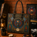 Journey Handbag, Tote Bag and Wallet Set, Stained Glass Scarab Design, Don't Stop Believin' Classic Rock Fan Gift