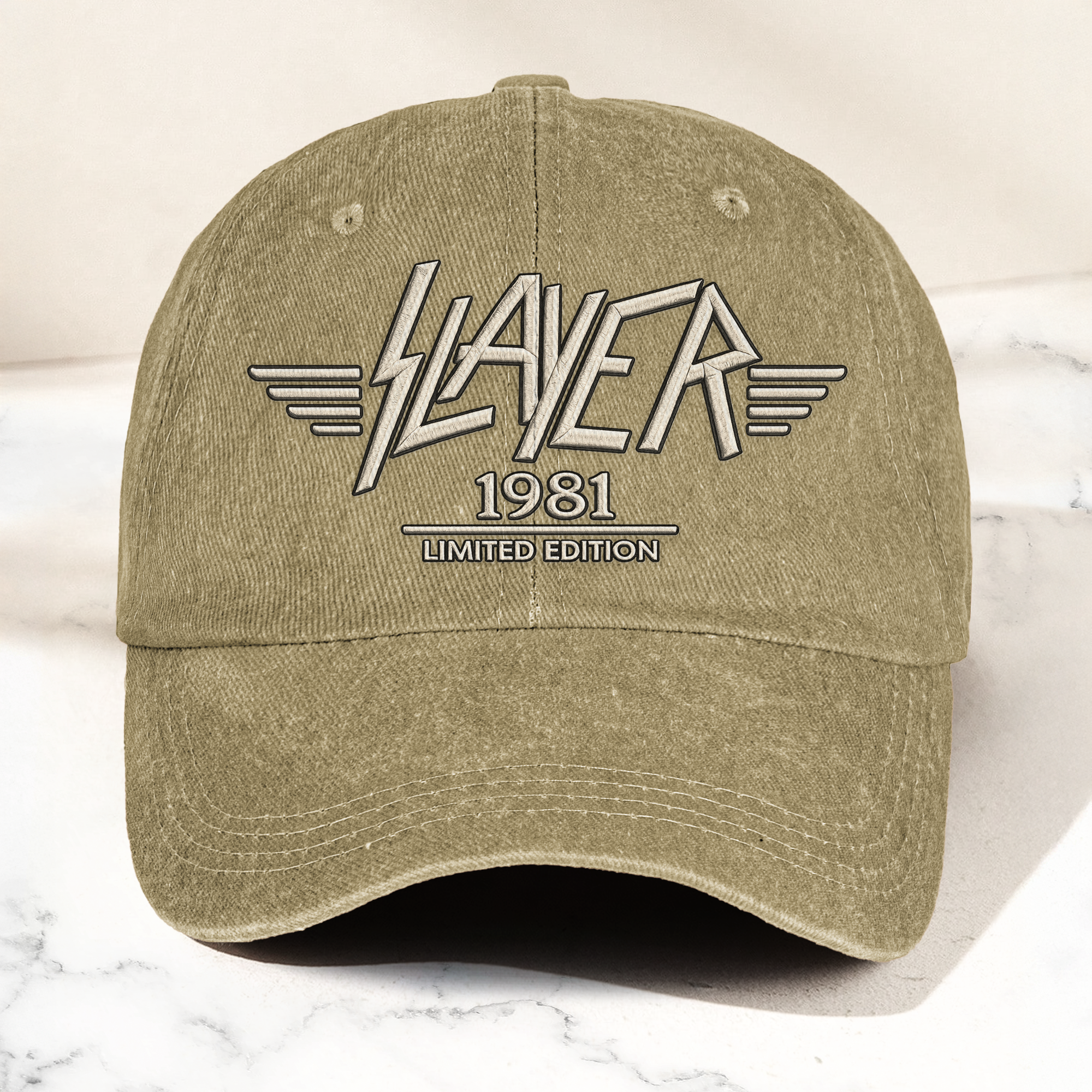 Slayer Band Logo Est 1981 Denim Cap Retro Vintage Dad Cap Gift For Dad (With Box)