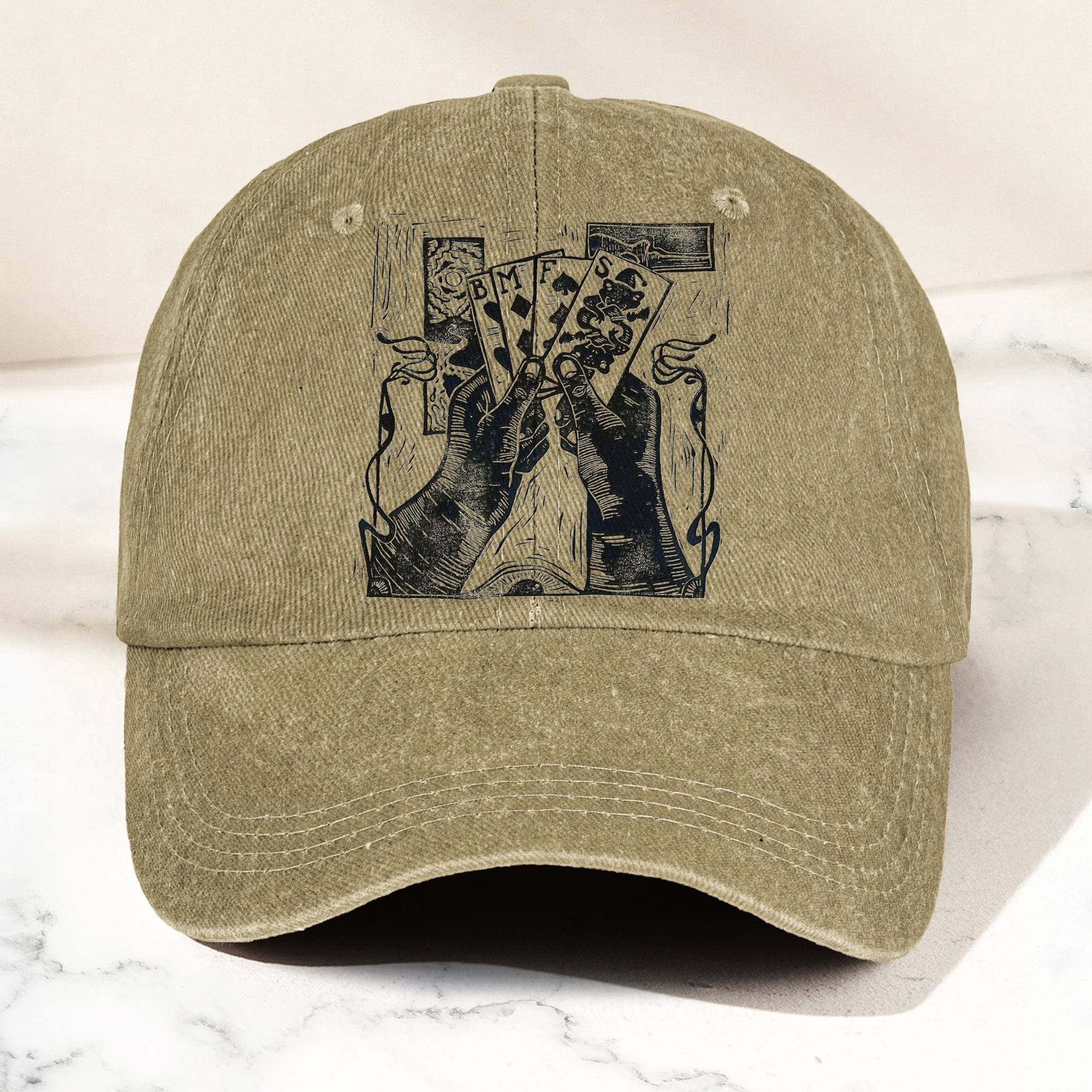 Billy Strings BMFS Playing Cards Woodcut Graphic Music Merch Denim Cap Retro Vintage Dad Cap Gift For Dad (With Box)