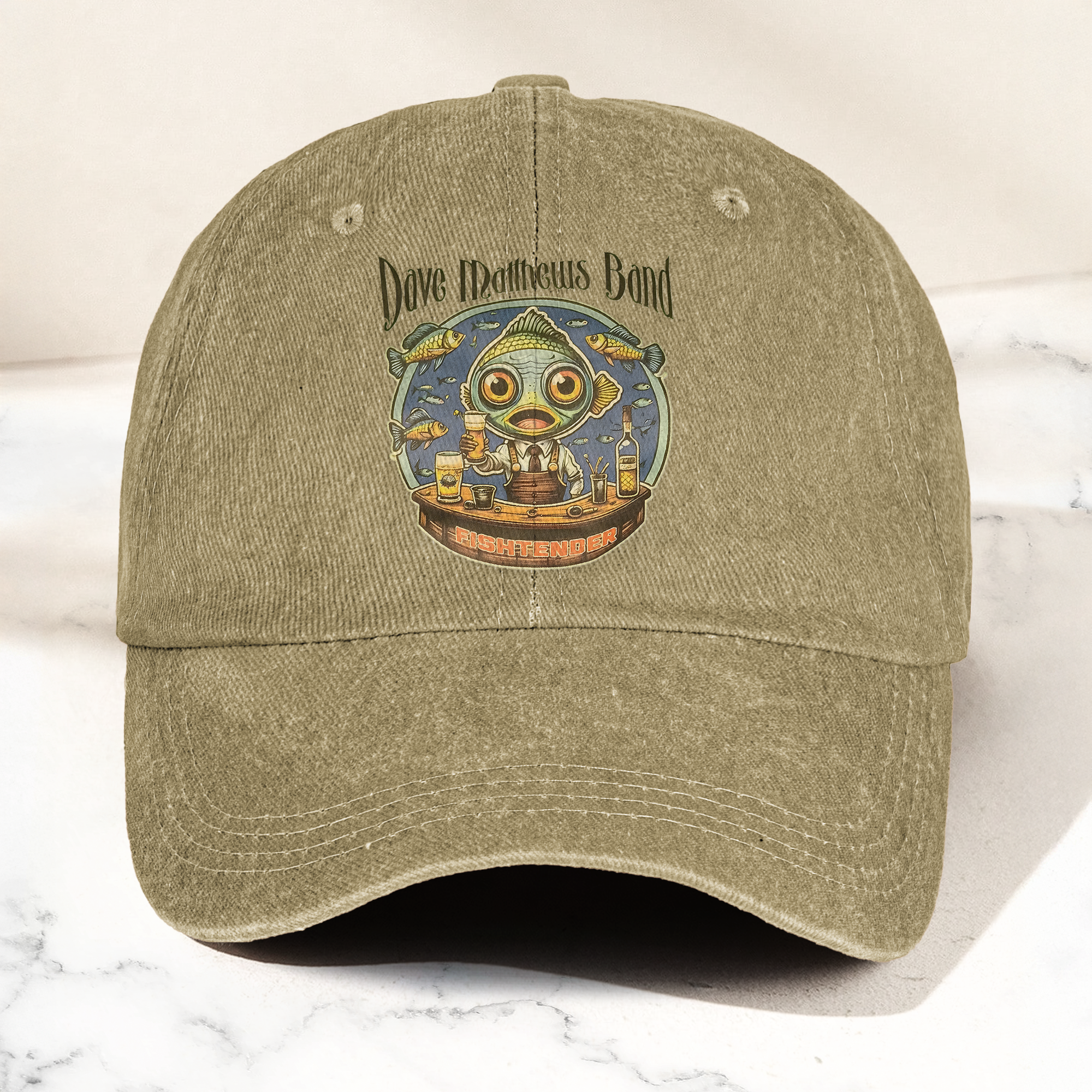 Dave Matthews Band Fishtender Denim Cap Retro Music Cap Gift For Dad (With Box)