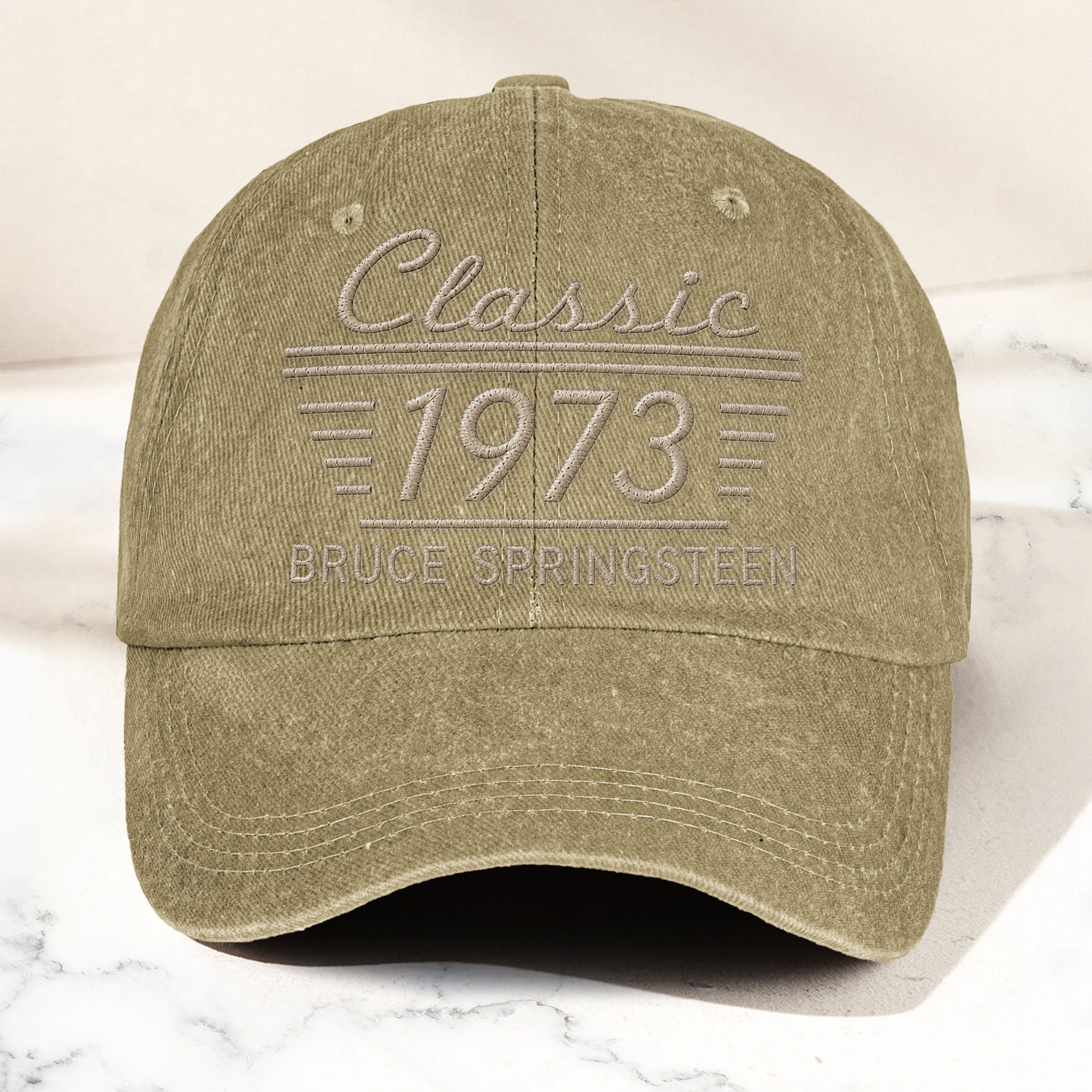 Bruce Springsteen Classic 1973 Est Heartland Rock Band Music Merch Graphic Denim Cap Retro Vintage Dad Cap Gift For Dad (With Box)