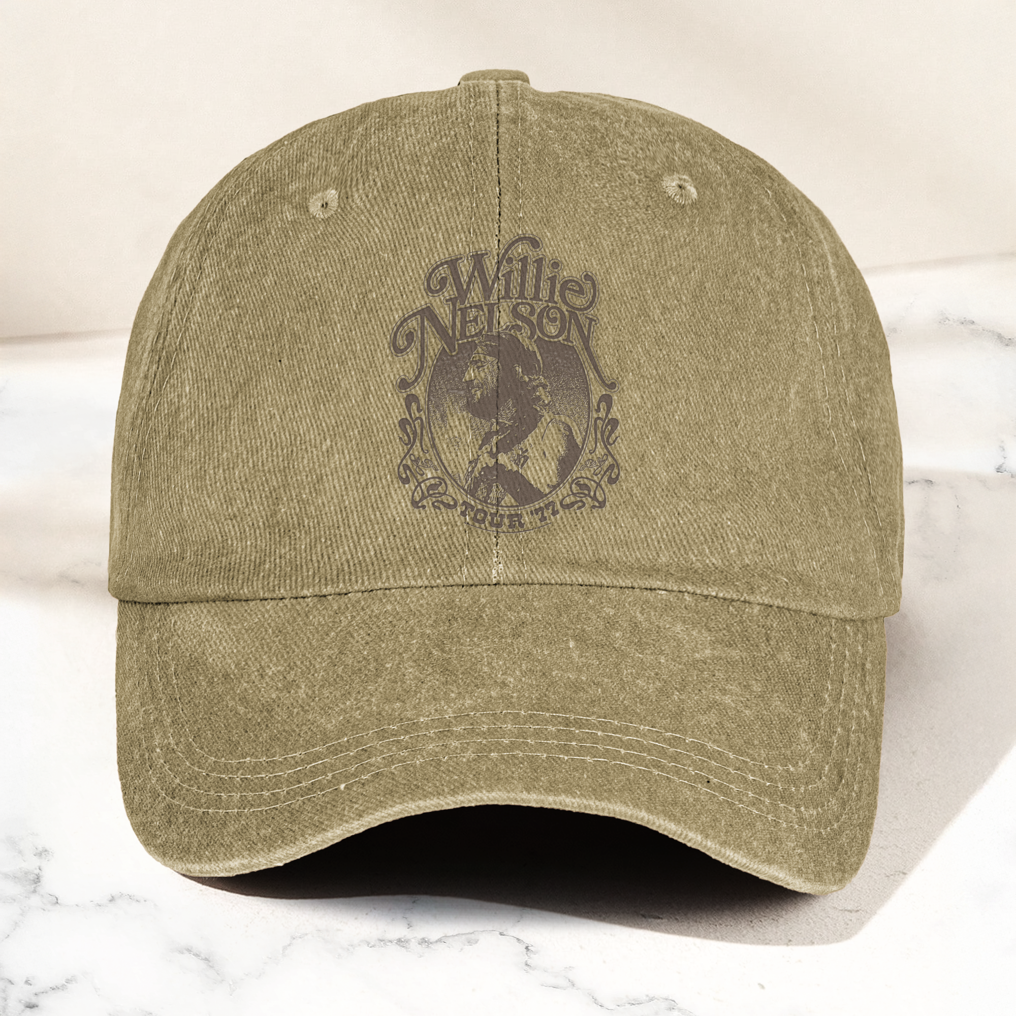 Willie Nelson Portrait Denim Cap Retro Music Willie Nelson Cap Gift For Dad (With Box)