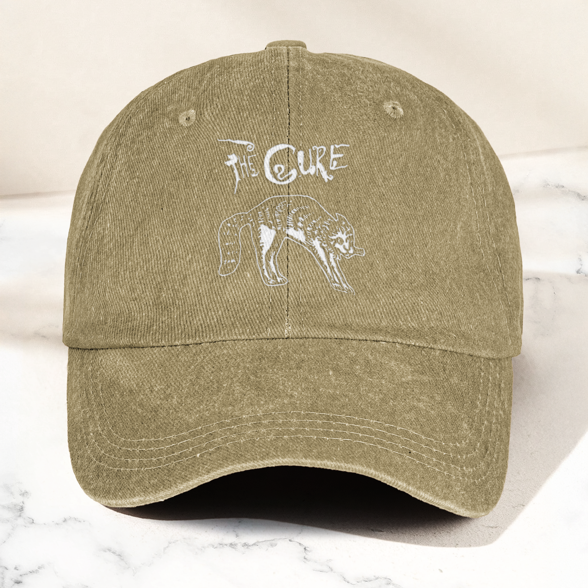 The Cure Rare Cat Artwork Vintage Denim Cap Retro The Cure Band Merch Gift for Dad (With Box)