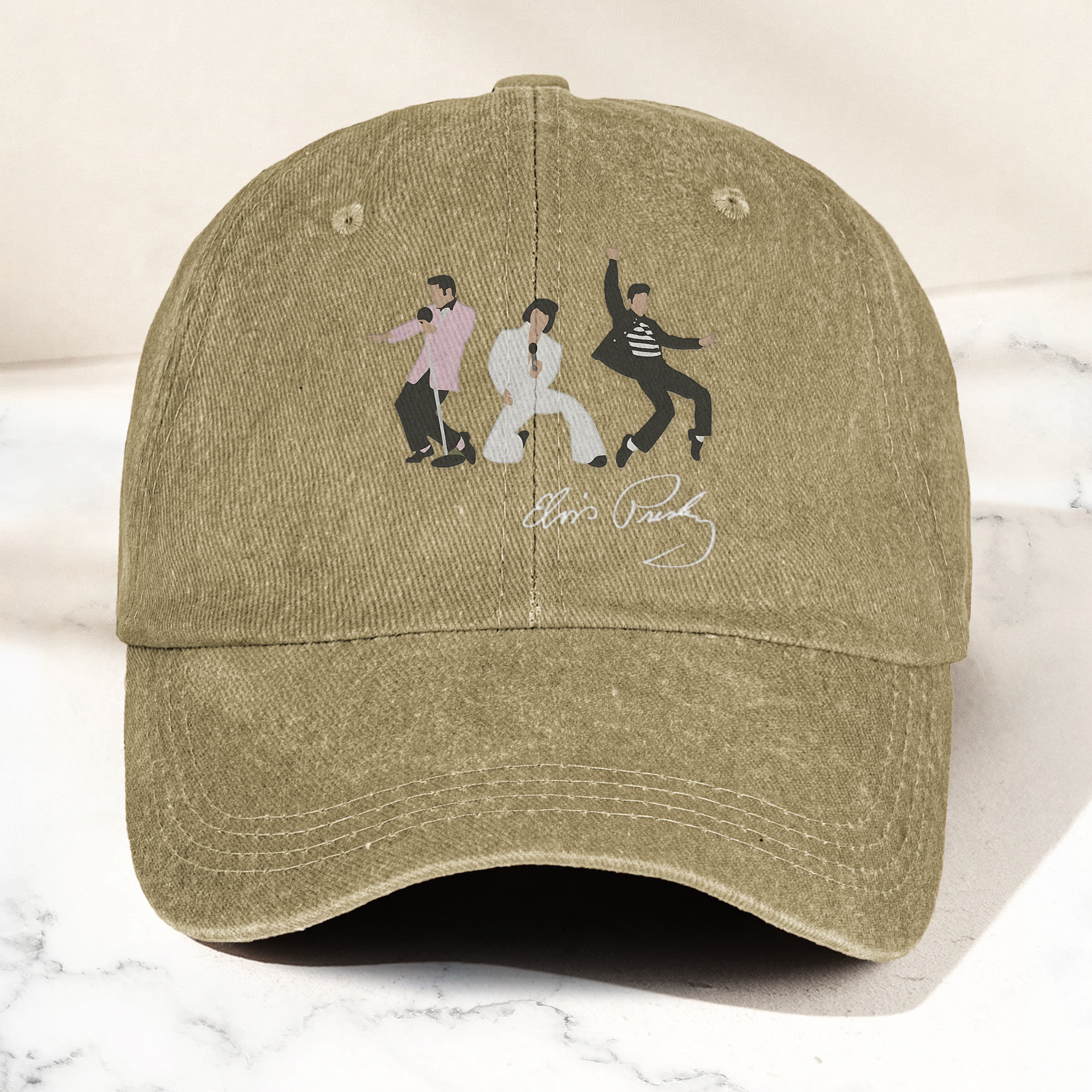 Elvis Presley With Sign Graphic Denim Cap Vintage Elvis Presley Album Merch Gift for Dad (With Box)