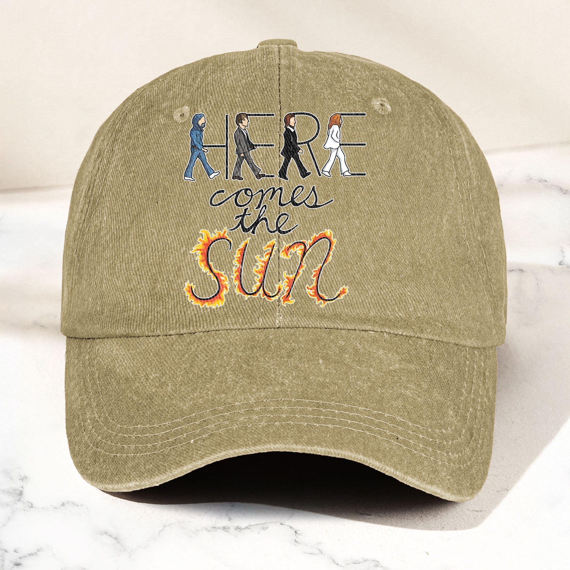 Here Comes the Sun Denim Cap Retro The Beatles Tribute Merch Dad Hat (With Box)