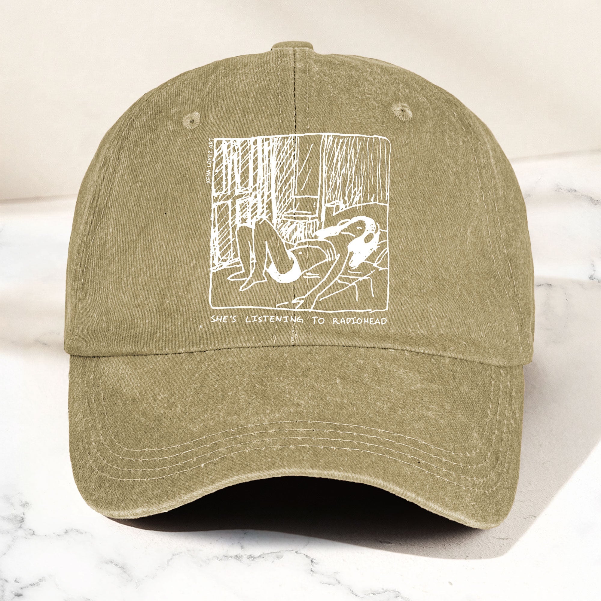 She's Listening to Radiohead Denim Cap Retro Radiohead Tribute Merch Dad Hat (With Box)