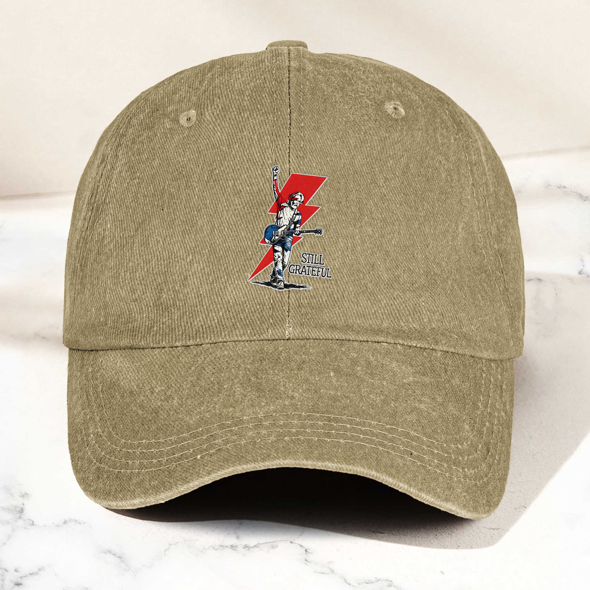 Still Grateful Lightning Guitar Dad Hat Vintage Rock Spirit Cap