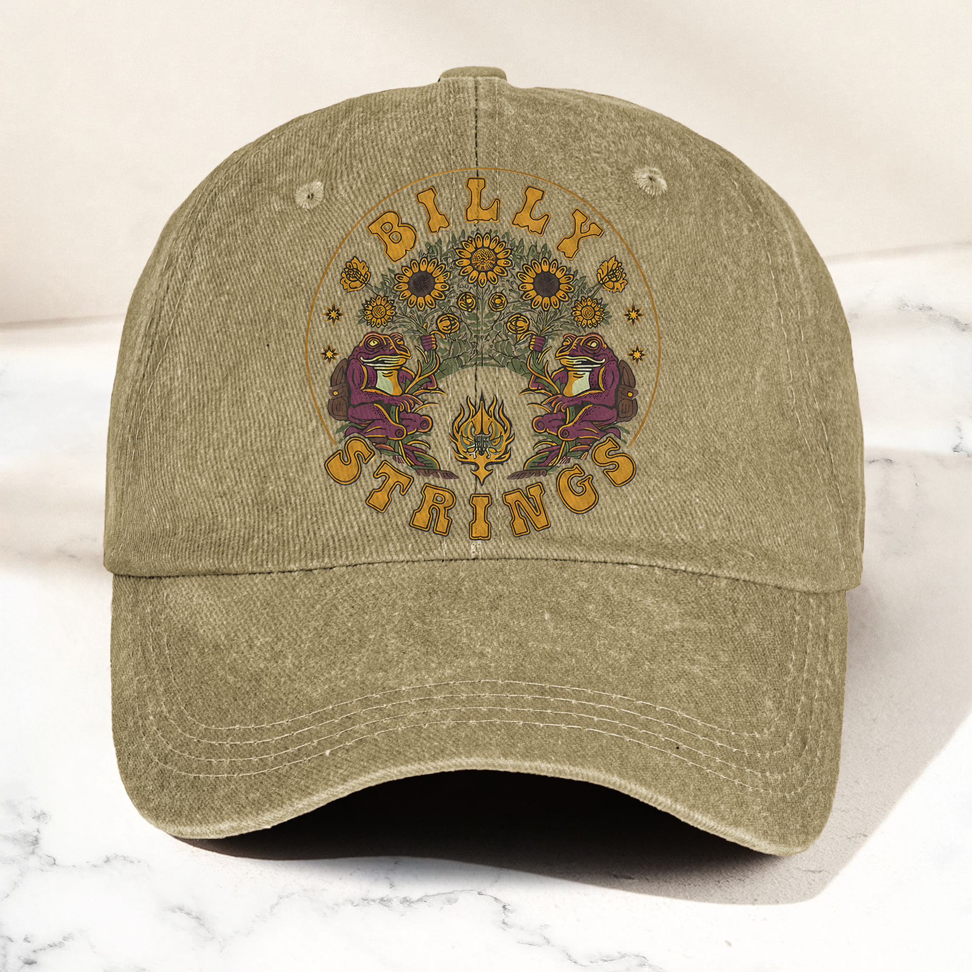 Billy Strings Sunflowers Frog Graphic Cosmic Bluegrass Retro Denim Cap Retro Vintage Dad Cap Gift For Dad (With Box)