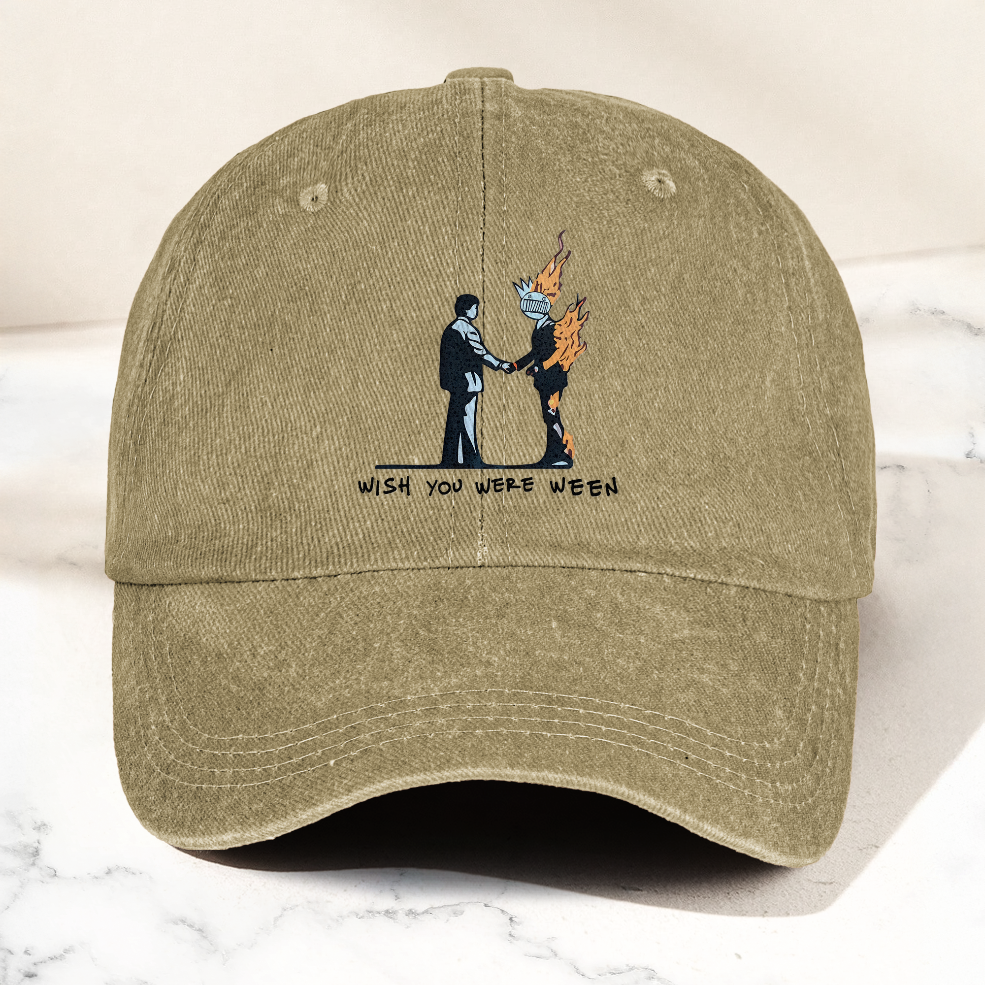 Wish You Were Ween Pink Floyd Denim Cap Retro Pink Floyd Merch Gift for Dad (With Box)