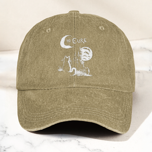 The Cure Vintage Cat Moon Denim Cap Vintage The Cure Band Album Merch Gift for Dad (With Box)