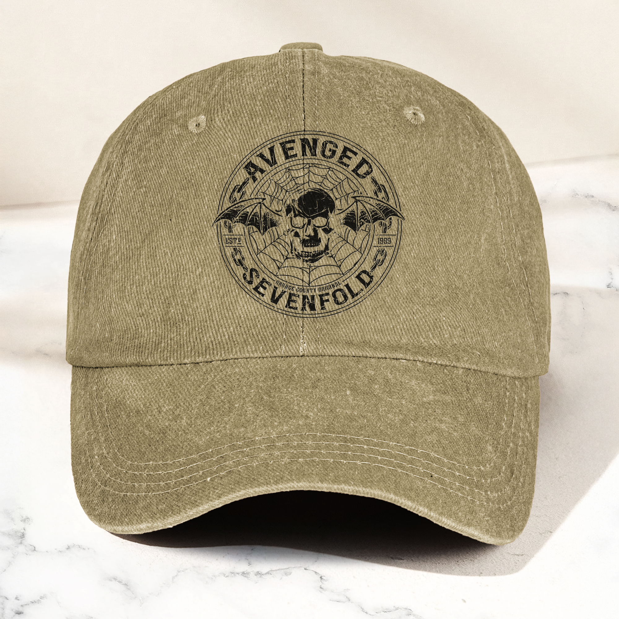Avenged Sevenfold Deathbat Logo Denim Cap Retro Vintage Dad Cap Gift For Dad (With Box)