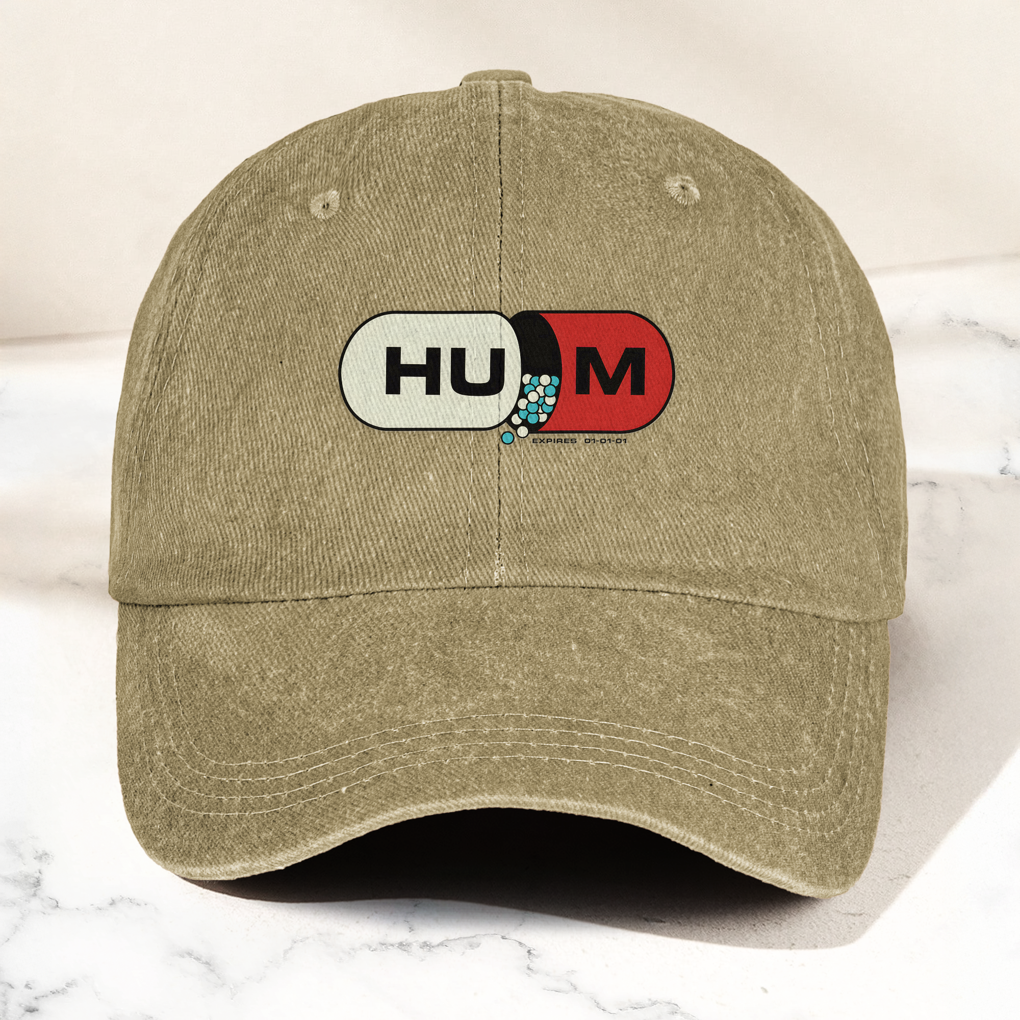 Hum Medication Parody Vintage Dad Hat Funny Graphic Hum Band Cotton Cap (With Box)