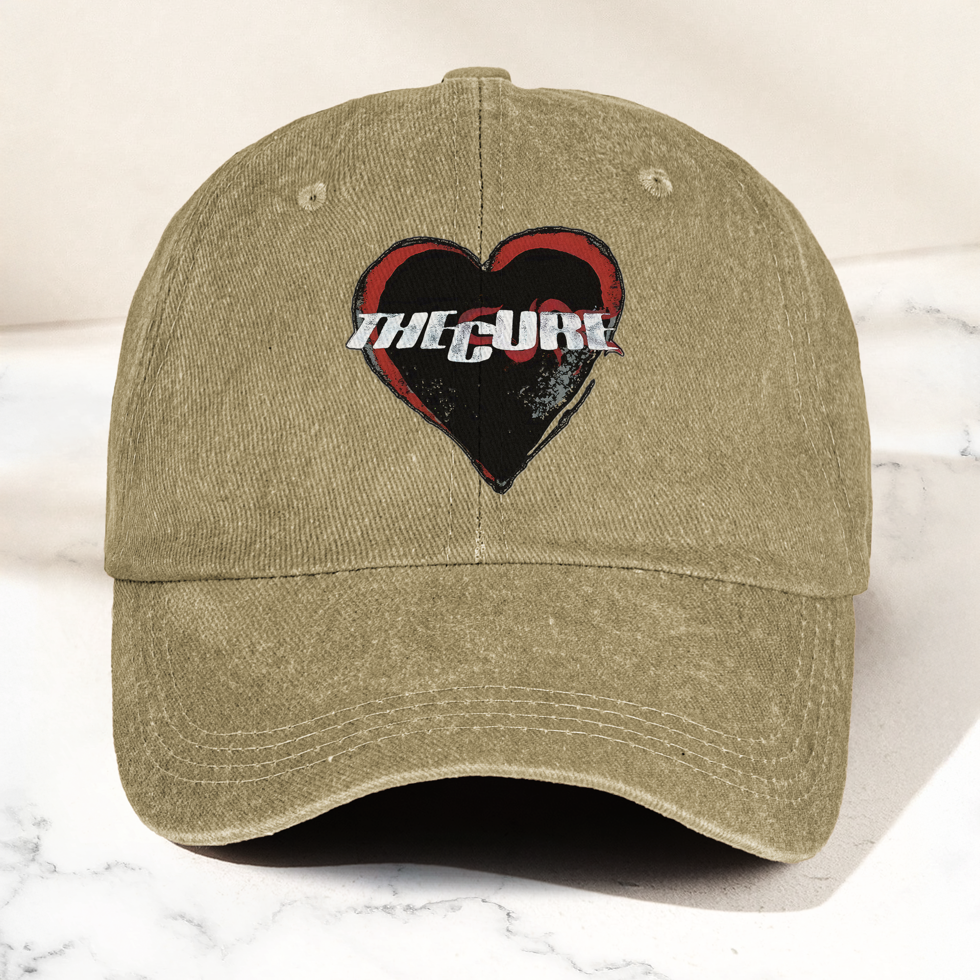 The Cure Heart Logo Denim Cap Vintage The Cure Band Album Merch Gift for Dad (With Box)