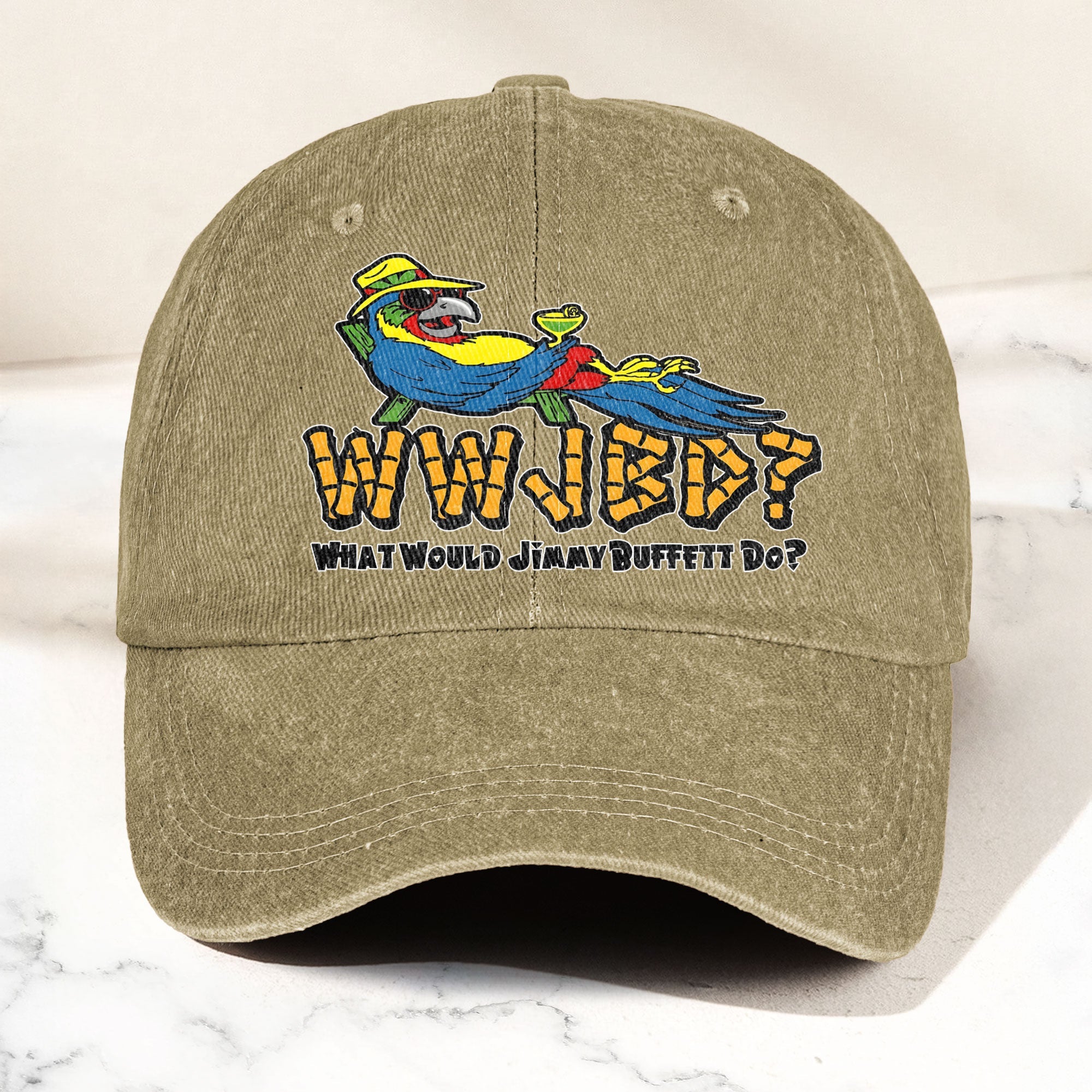 What Would Jimmy Buffett Do Denim Cap Retro Jimmy Buffett Merch Dad Hat (With Box)