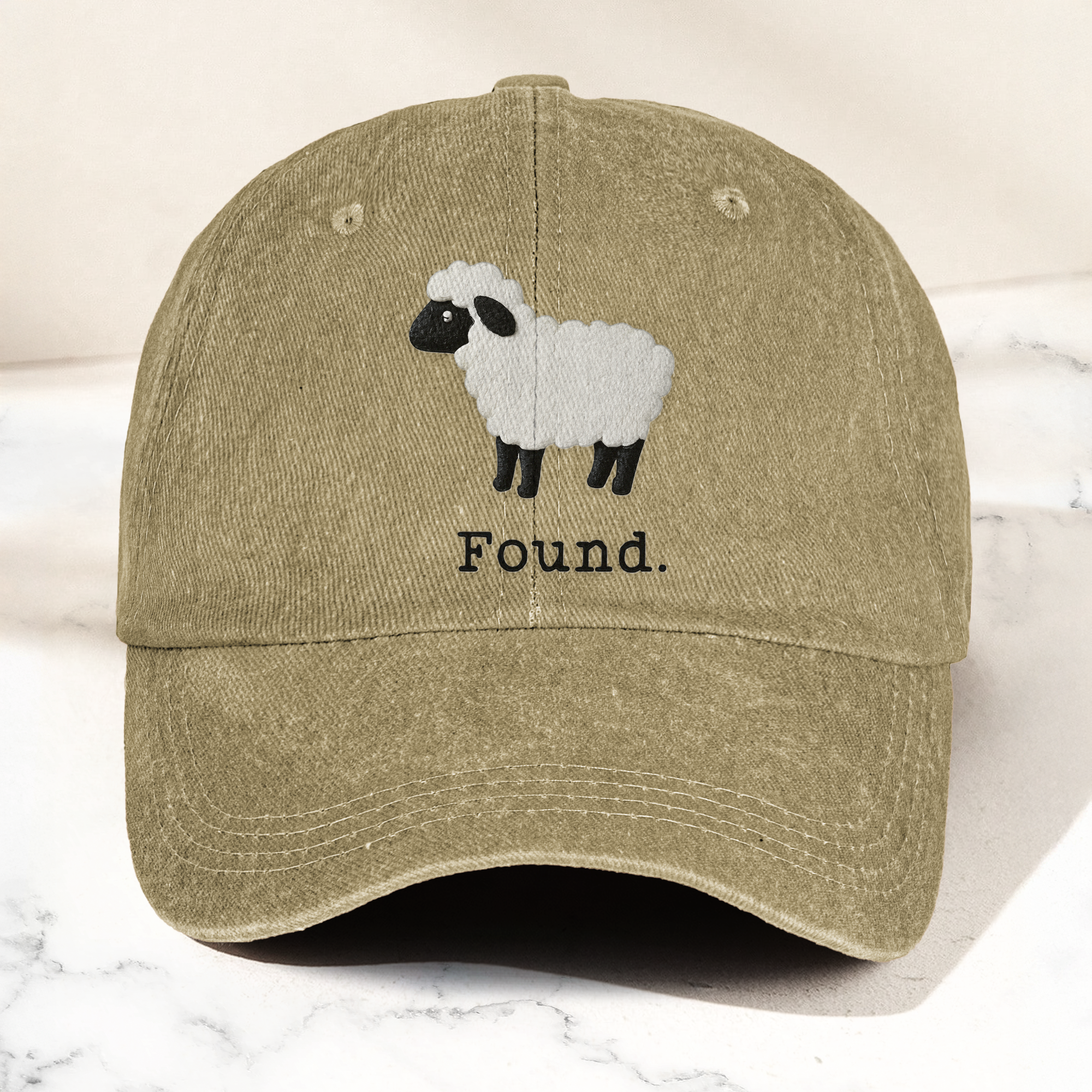 Found Lost Sheep Christian Faith Denim Cap Vintage Dad Cap Gift For Dad (With Box)
