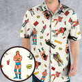 Wrestling Superstars Hulk Hogan Macho Man Logos Hawaiian Shirt