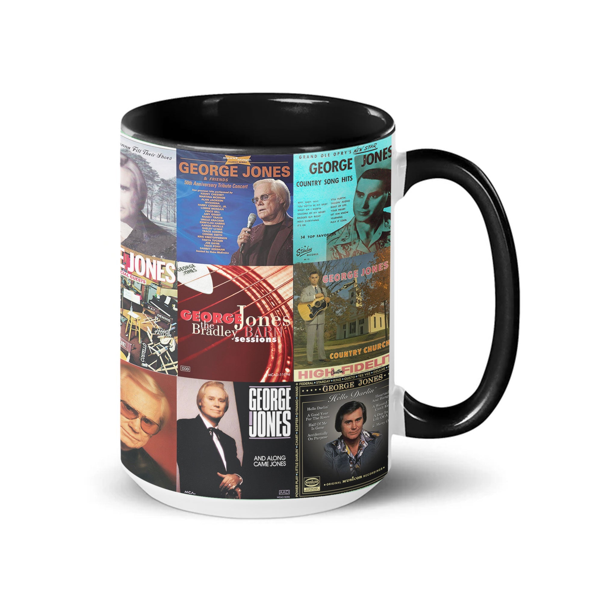 George Jones Accent Mug Classic Album Cover Collage Gift for Country Music Fans